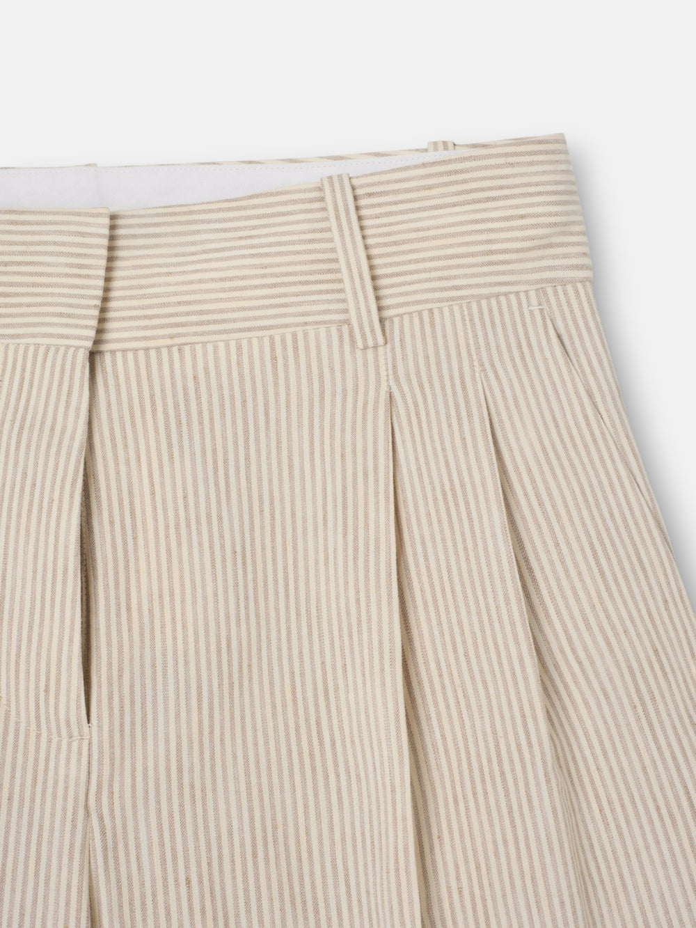Straight beige striped trousers