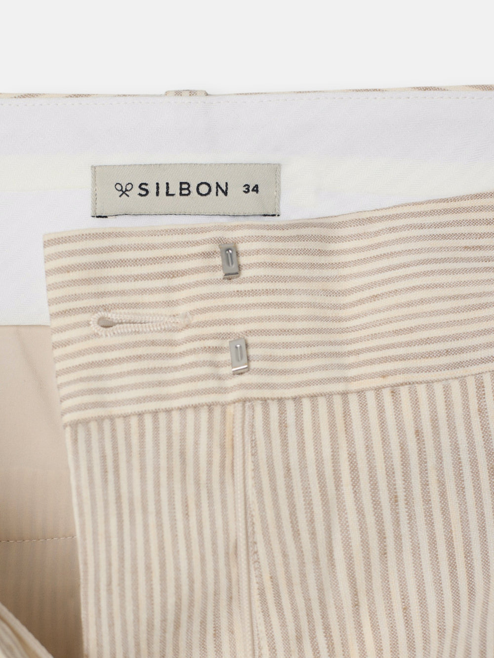Straight beige striped trousers