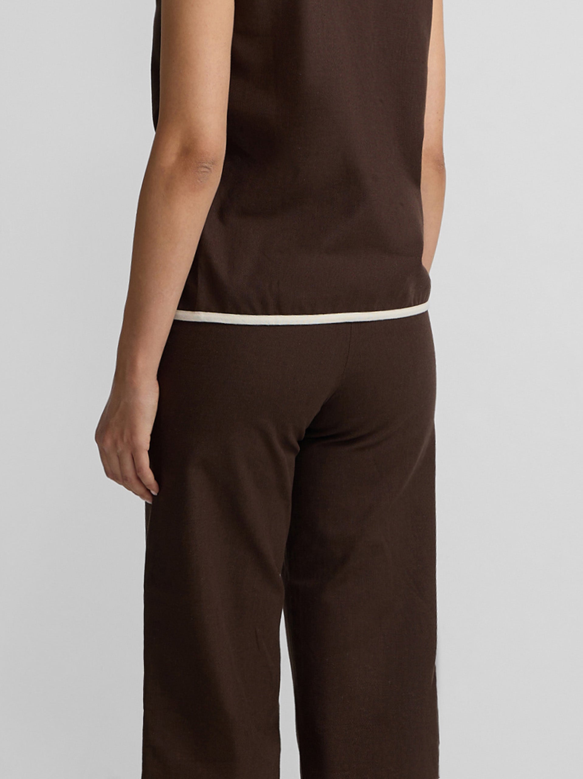 Straight brown linen trousers