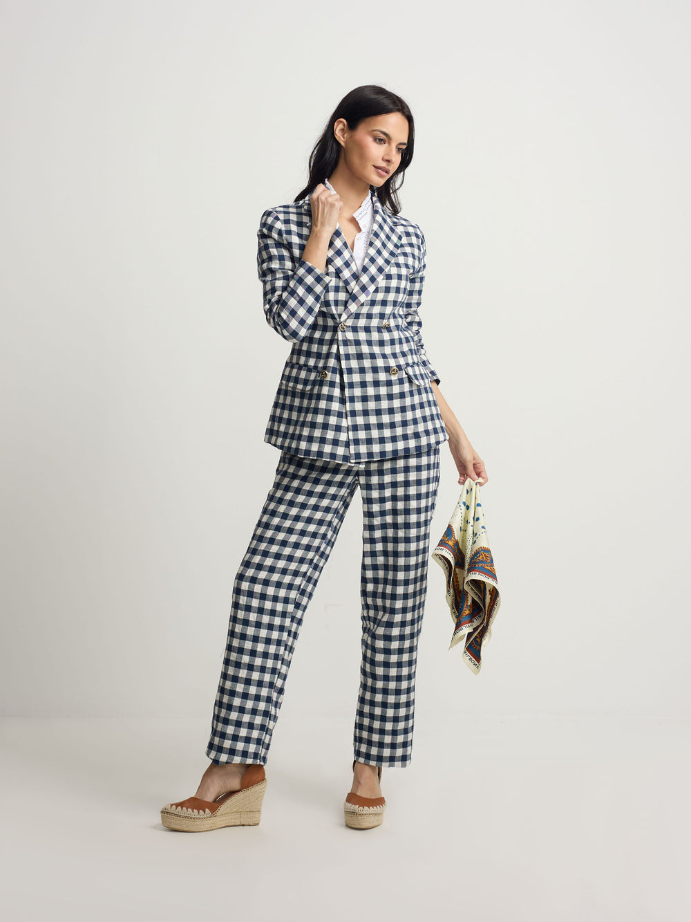 Pantalon trebilla vichy marino