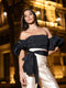 Top CaprilexSilbon tafeta negra