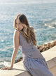 Falda midi unique rayas azul marino