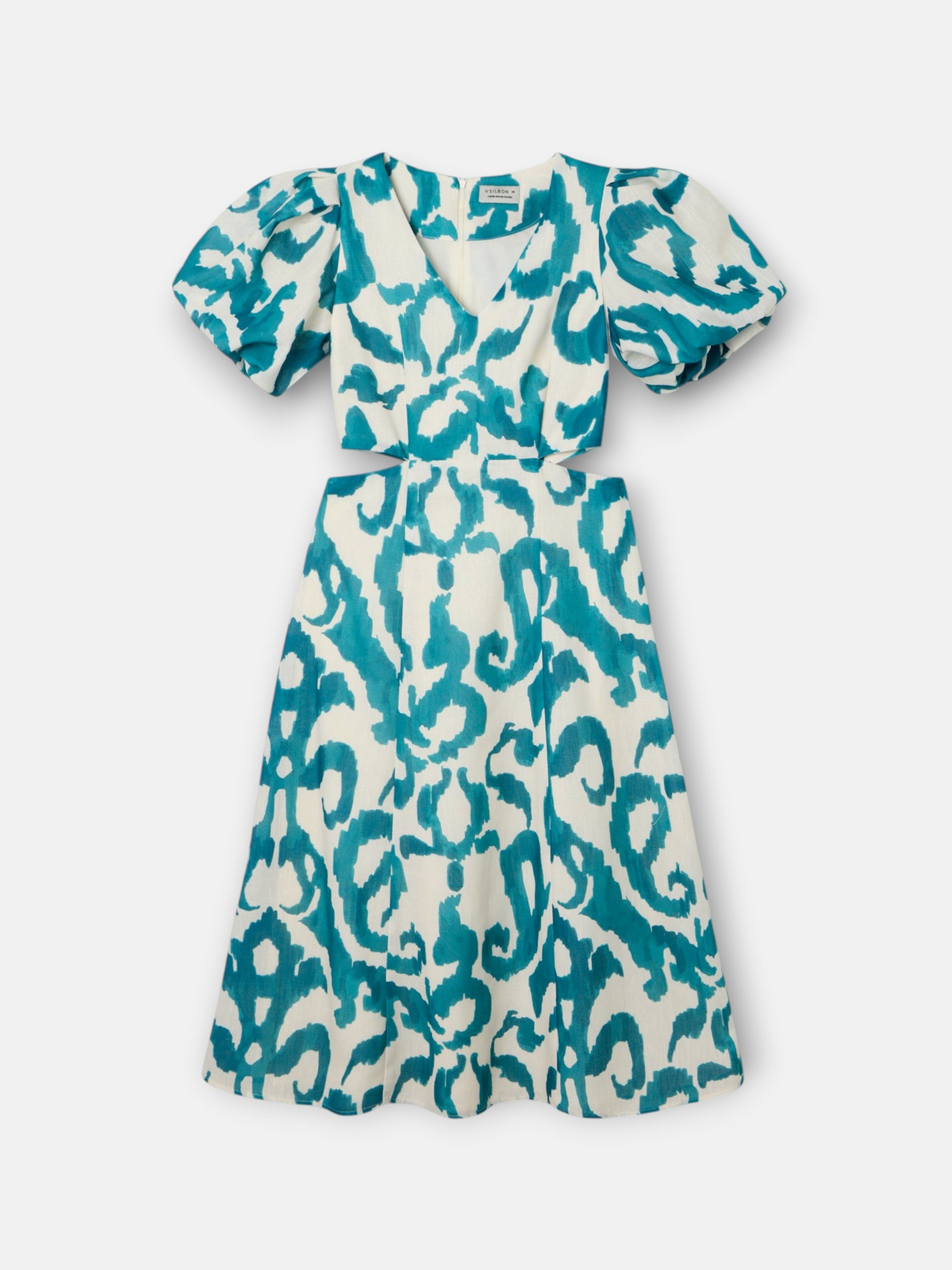 Green printed cut-out event collection dress
