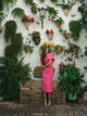 Event Collection midi dress with puffed sleeves in pink