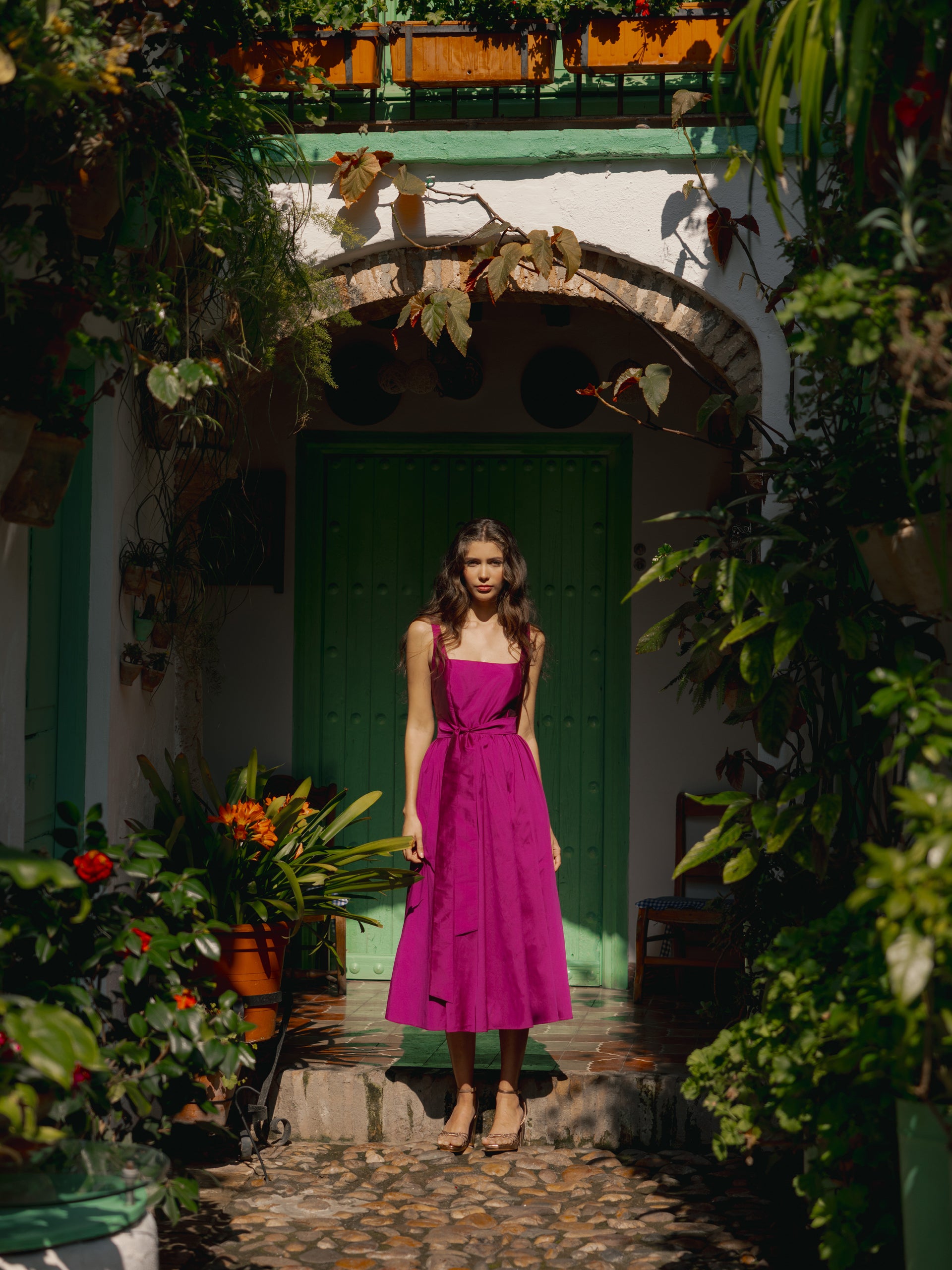 Purple taffeta event collection dress