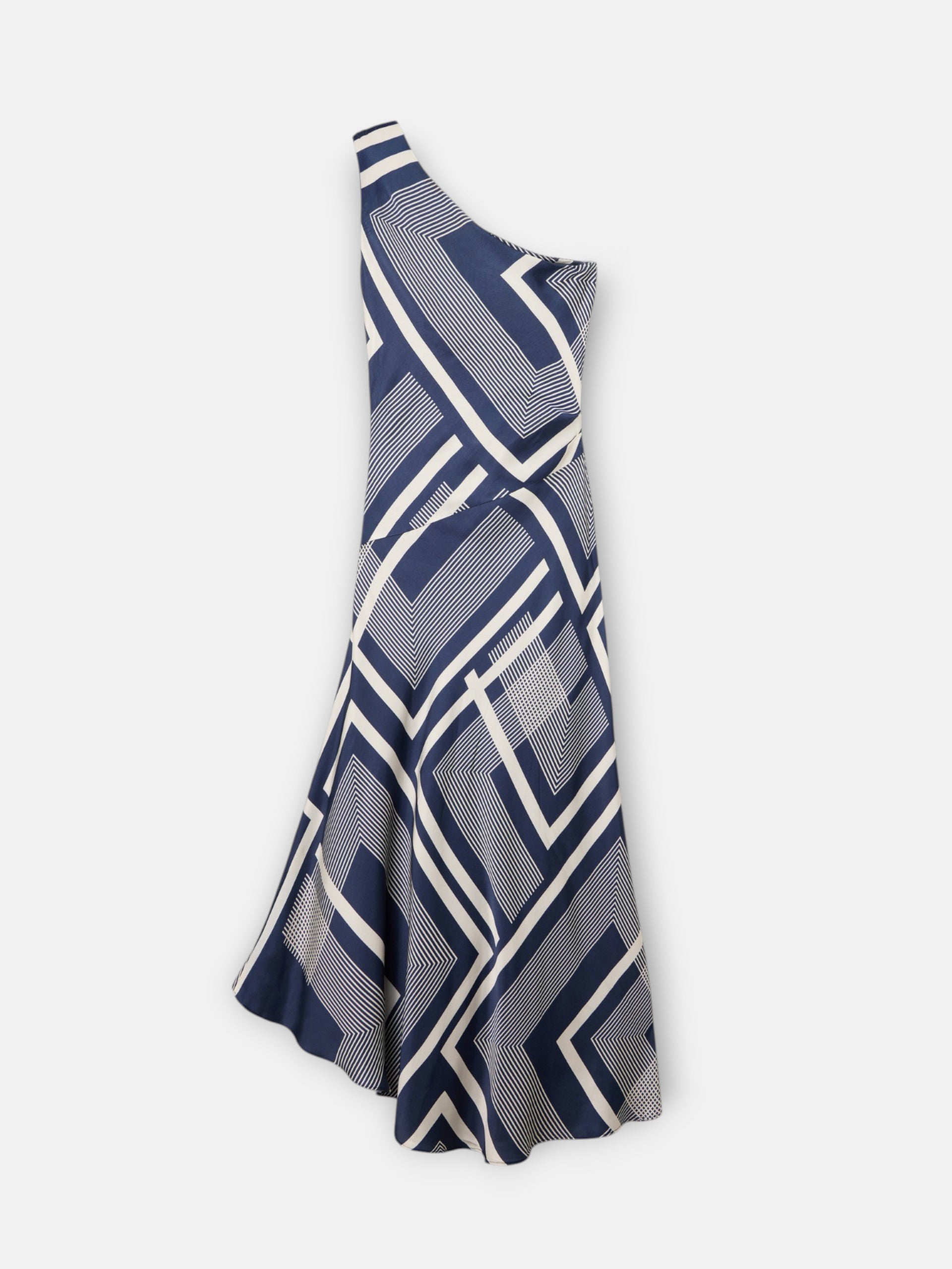 Robe midi unique asymétrique imprimée bleu