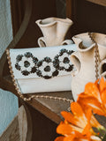 Pochette de soirée en cuir nappa écru