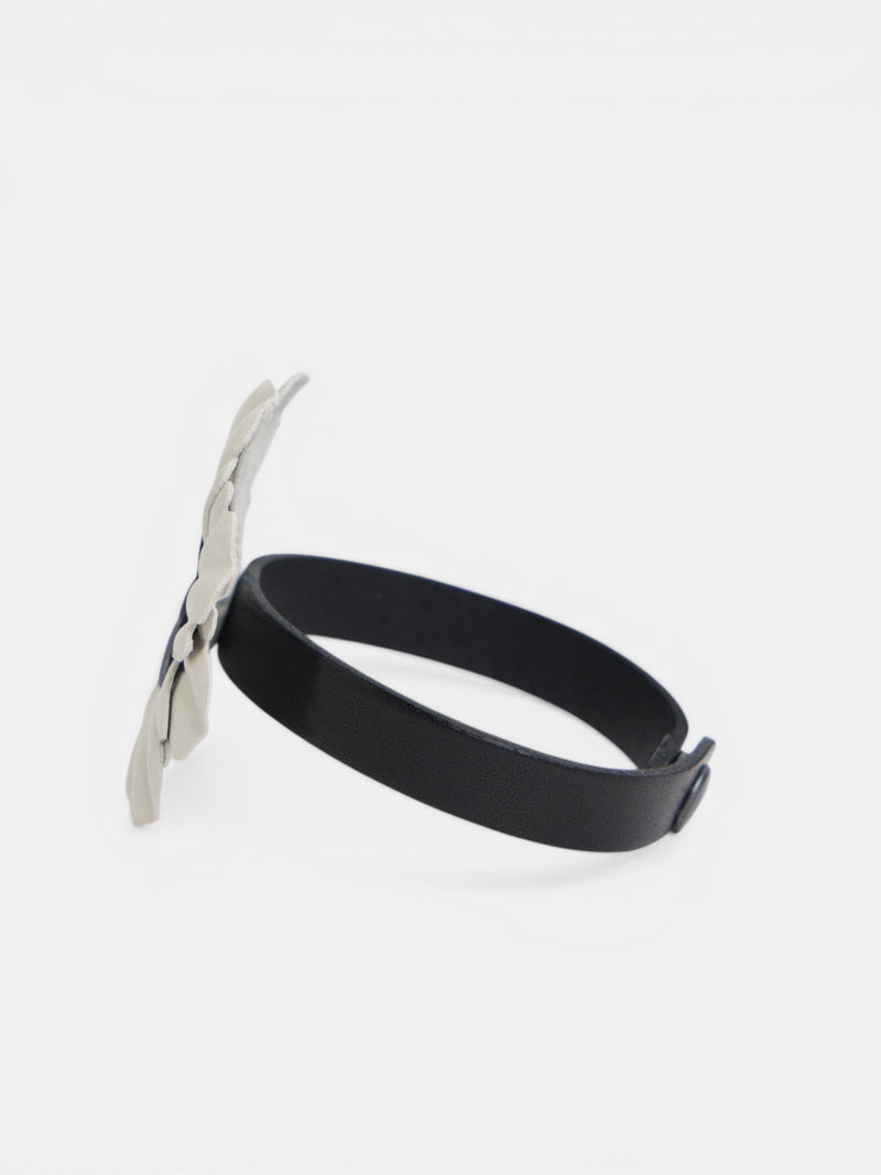 Bracelet soirée fleur cuir bicolore