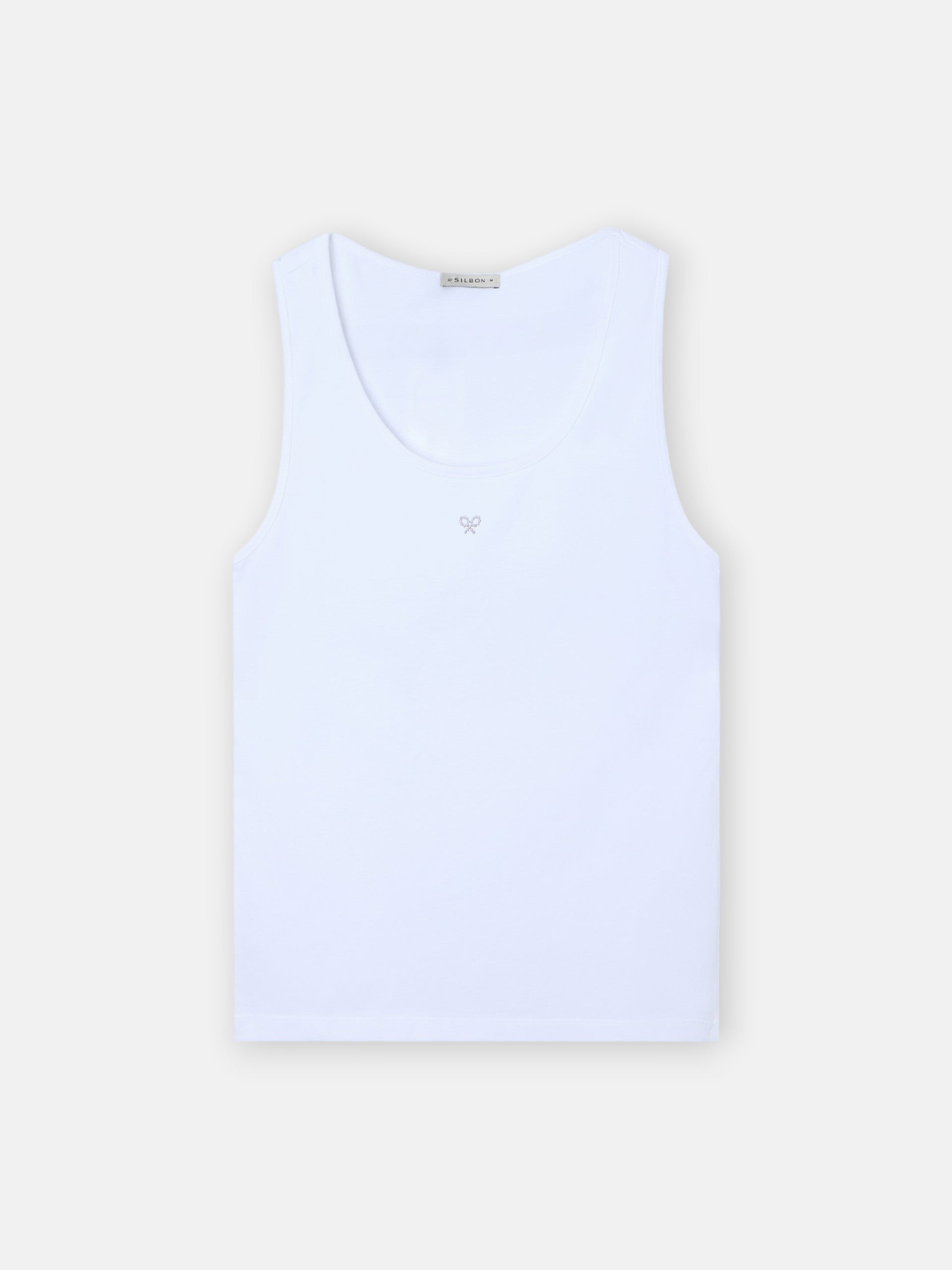 Camiseta tank woman blanca aplicacion cristal