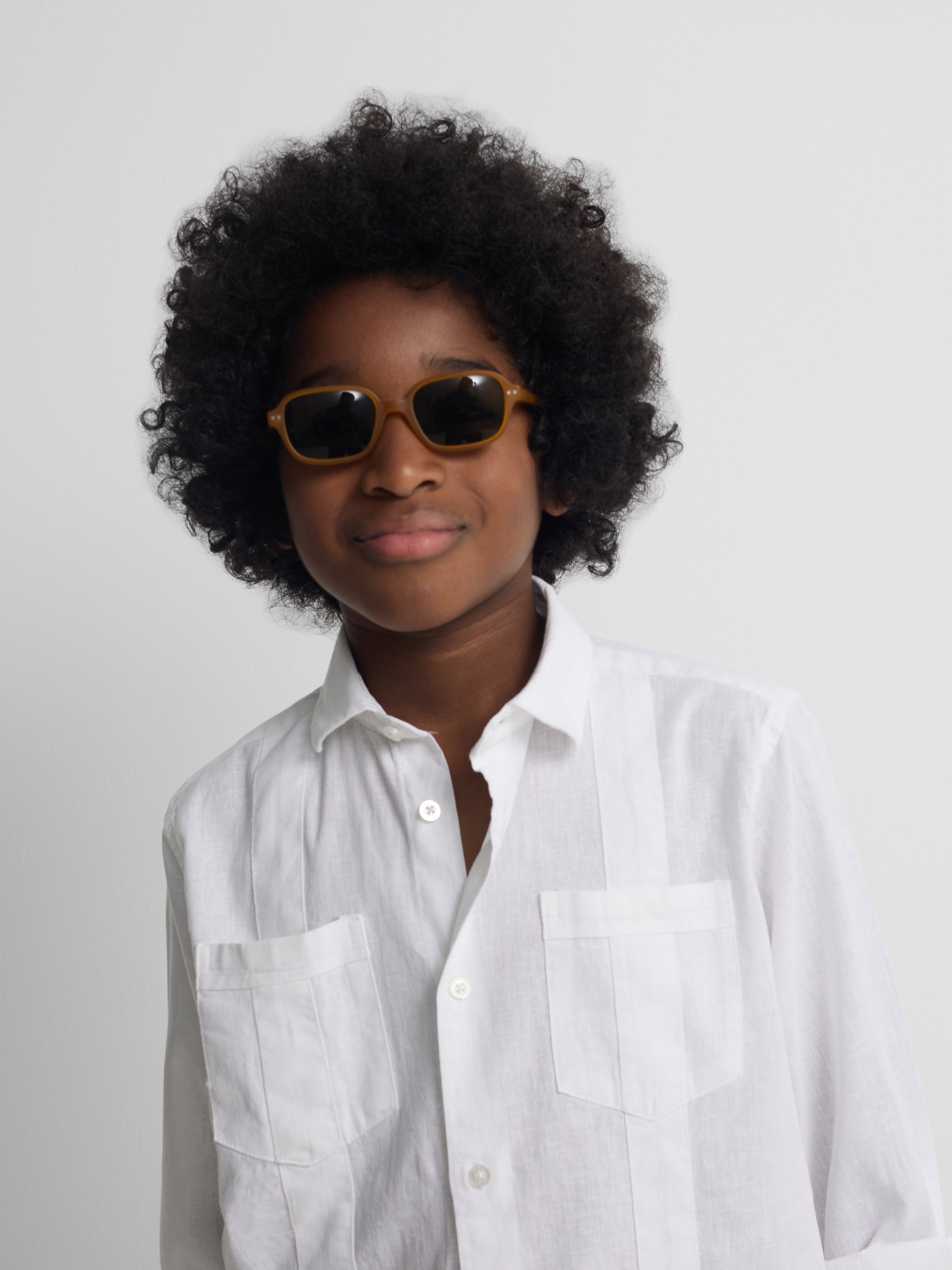Guayabera sport kids lino blanco