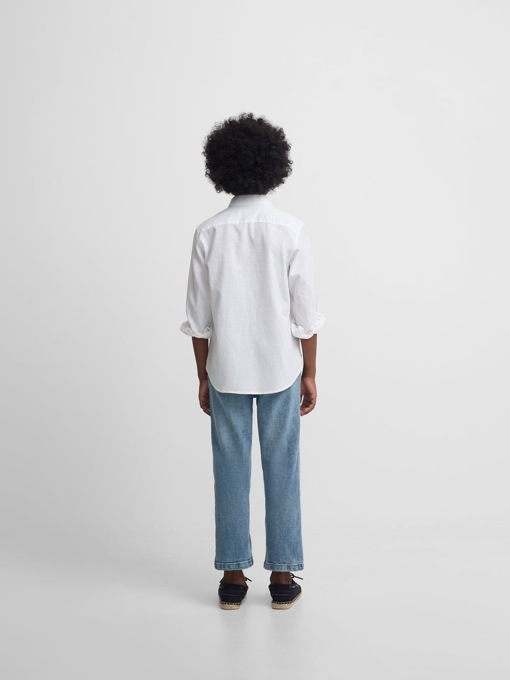 Guayabera sport enfant lin blanc