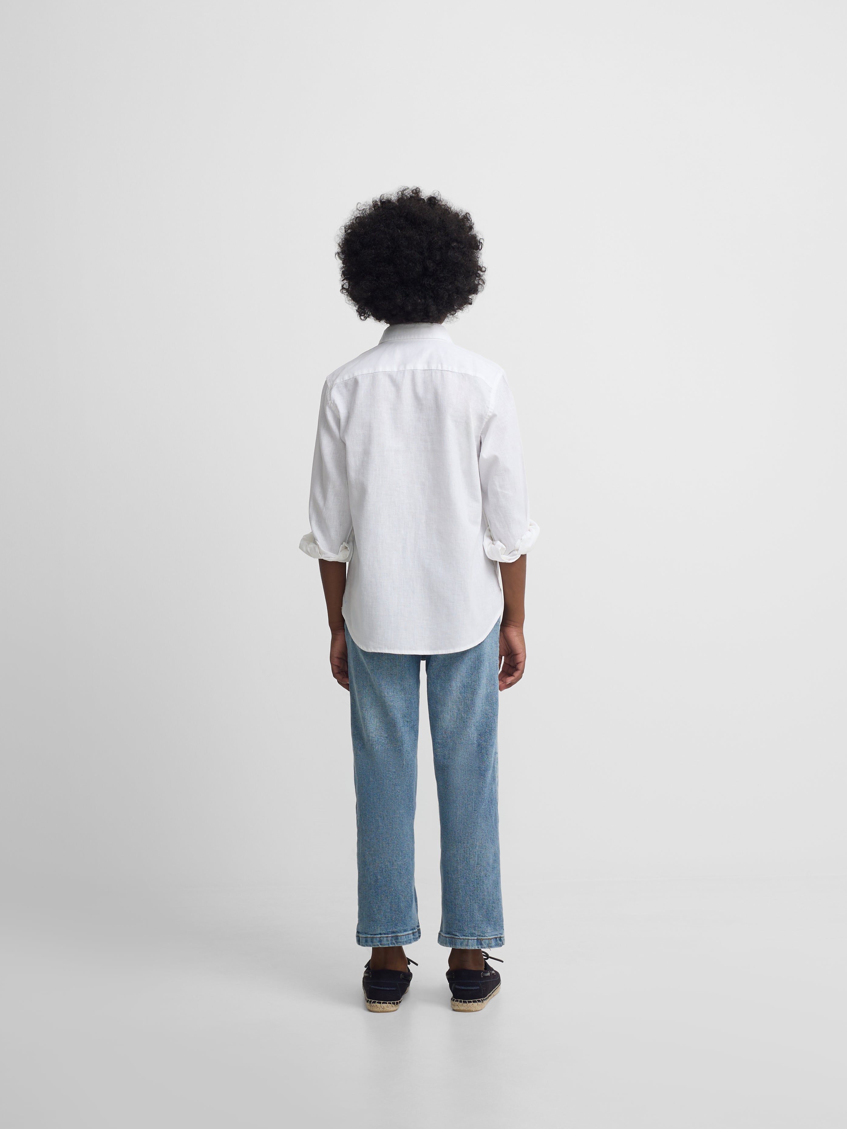 Guayabera sport kids lino blanco
