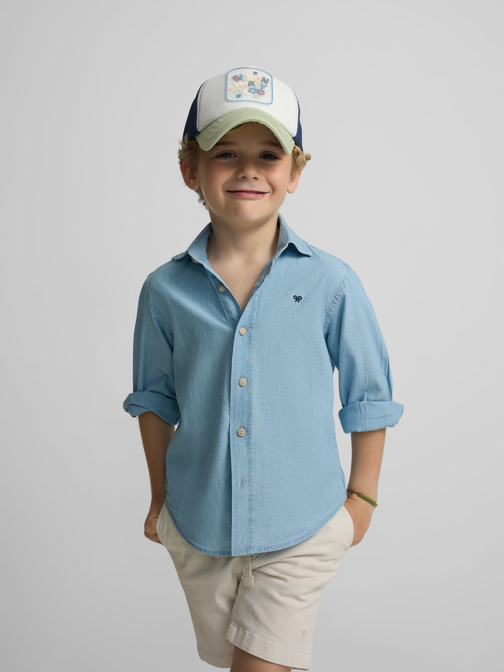 Camisa sport kids denim azul claro