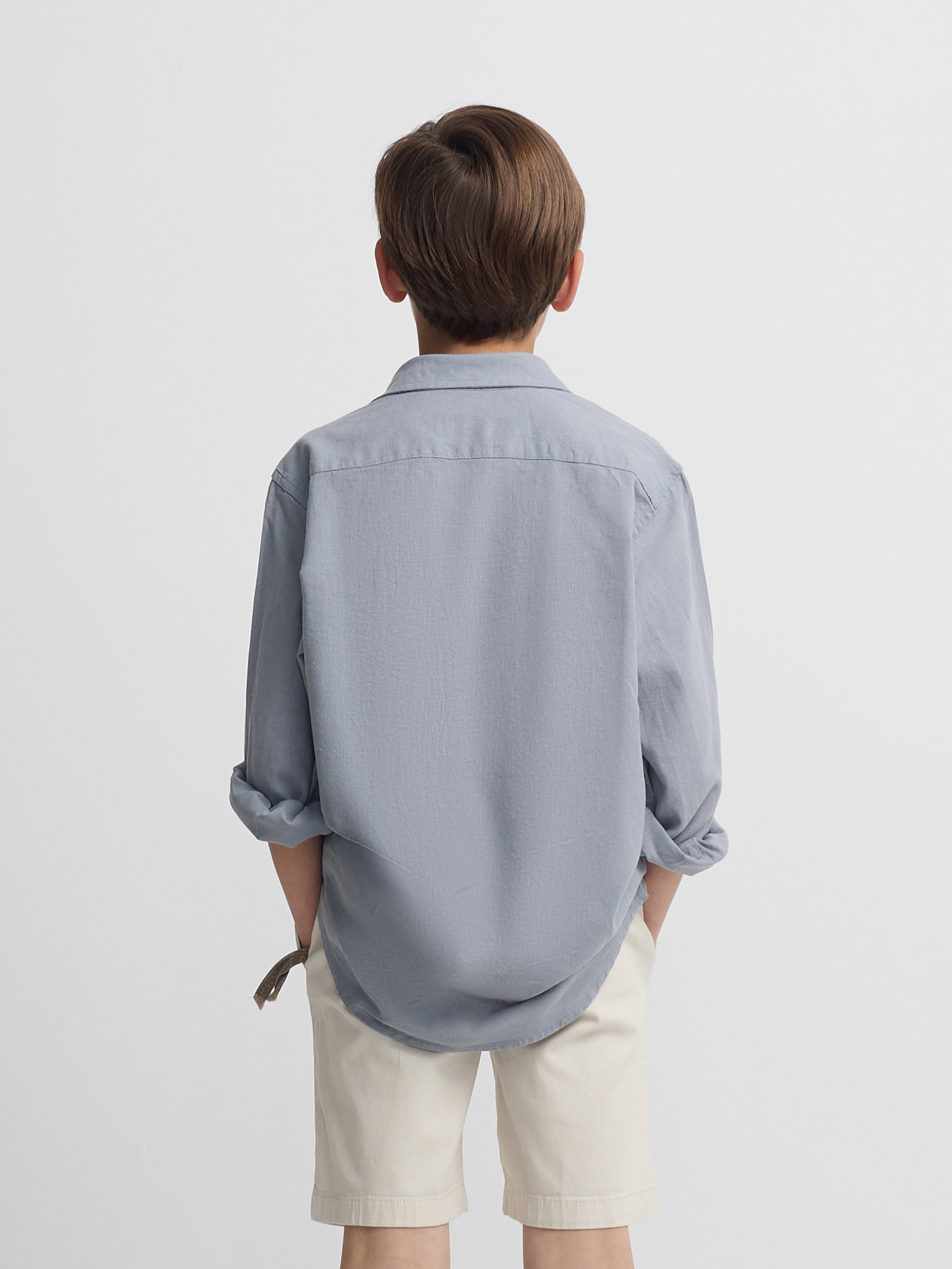 Camisa sport kids lino azul