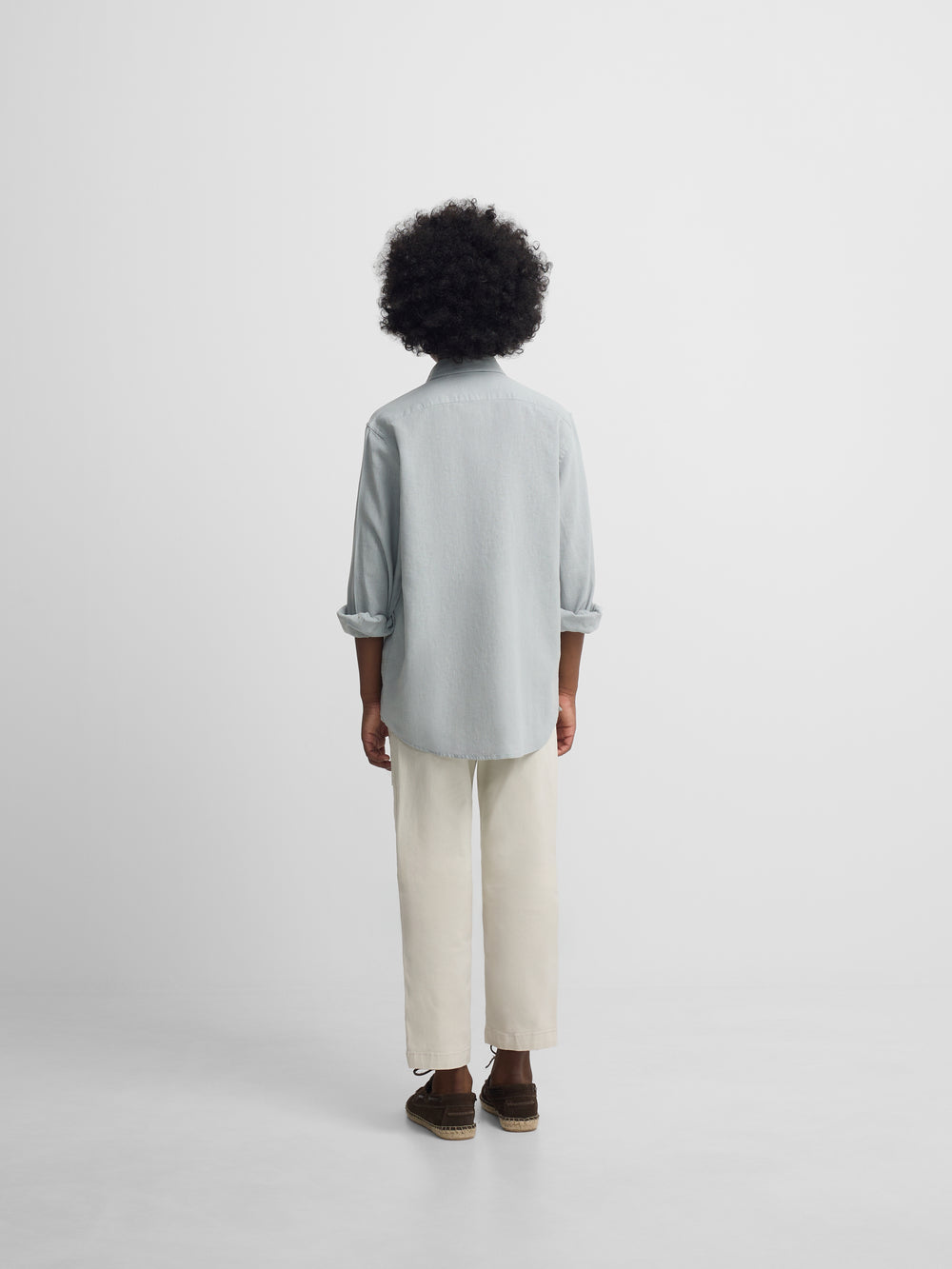 Guayabera sport enfant en lin vert clair