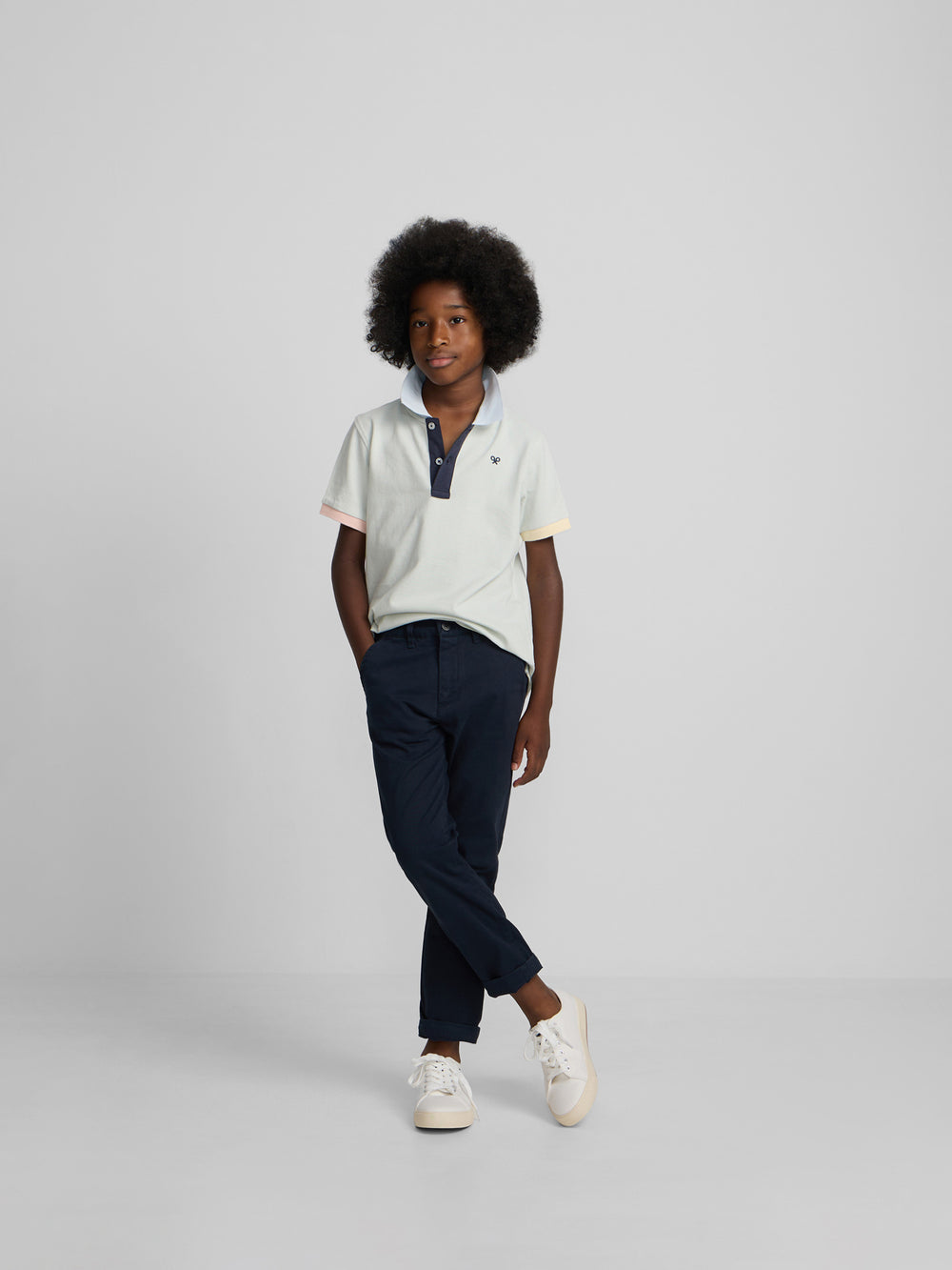 Kids' navy blue chino sport trousers