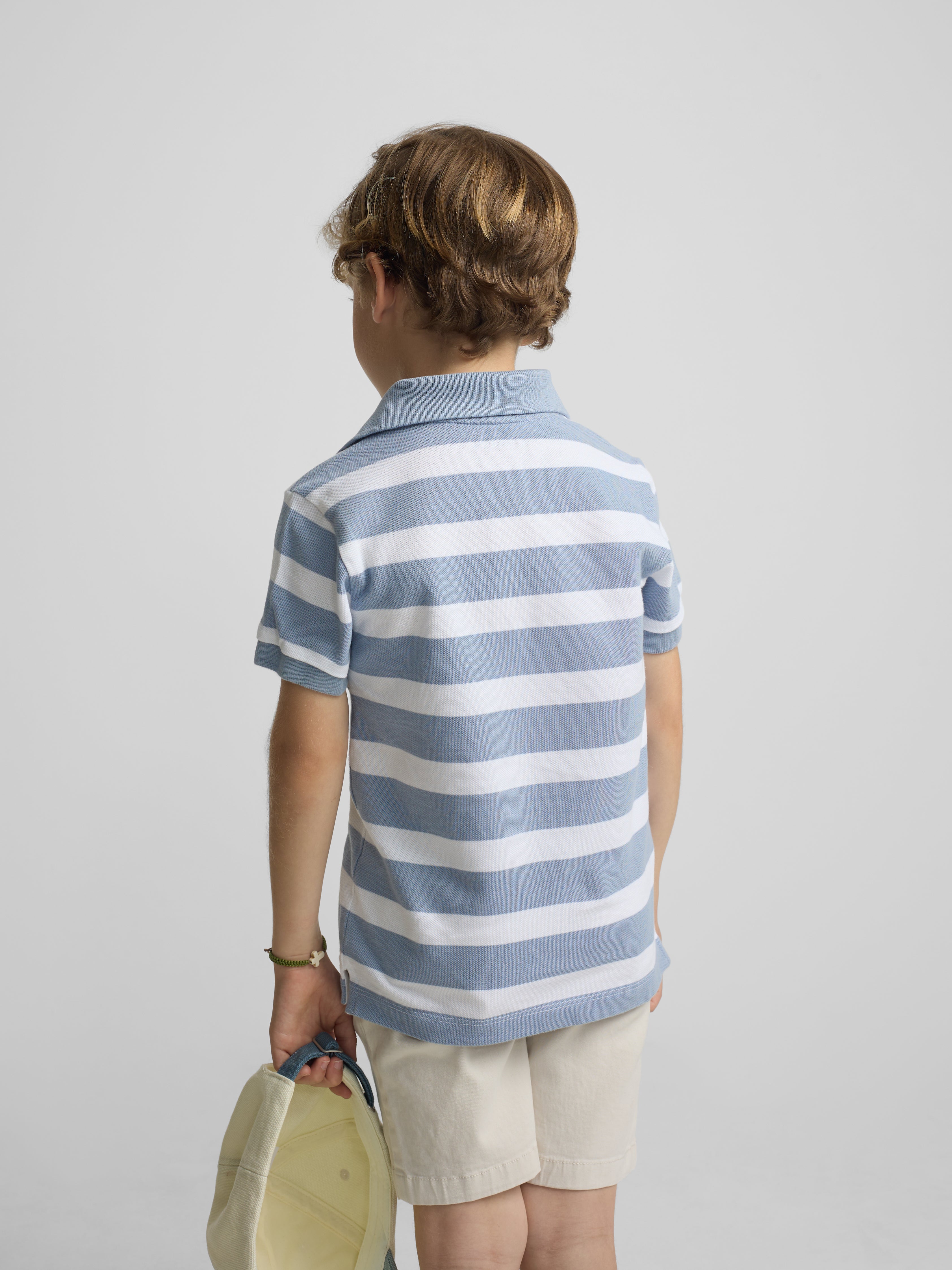 Polo criança riscas branco azul