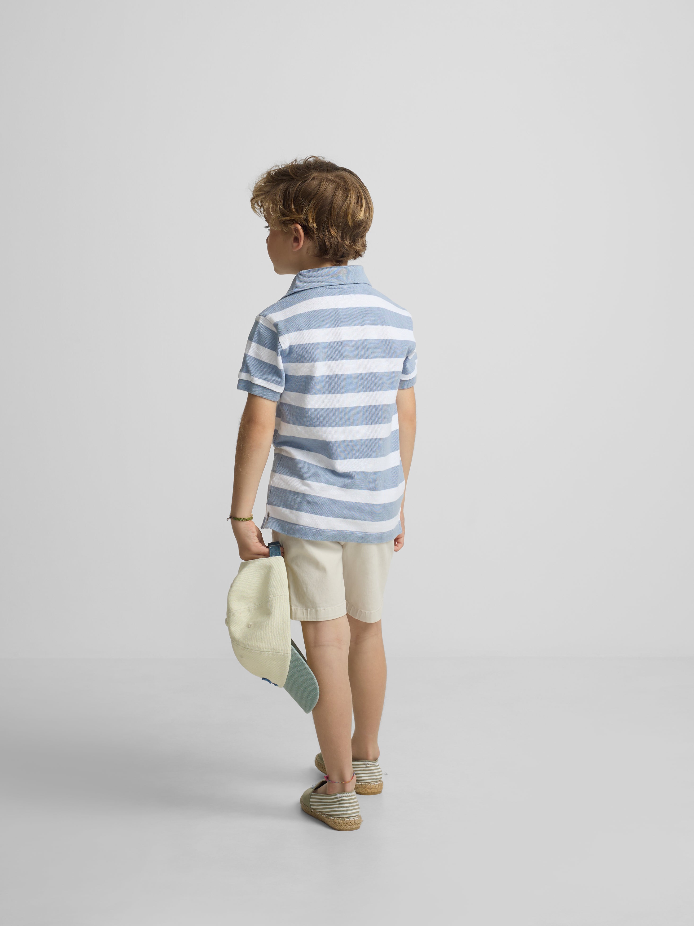 Polo criança riscas branco azul