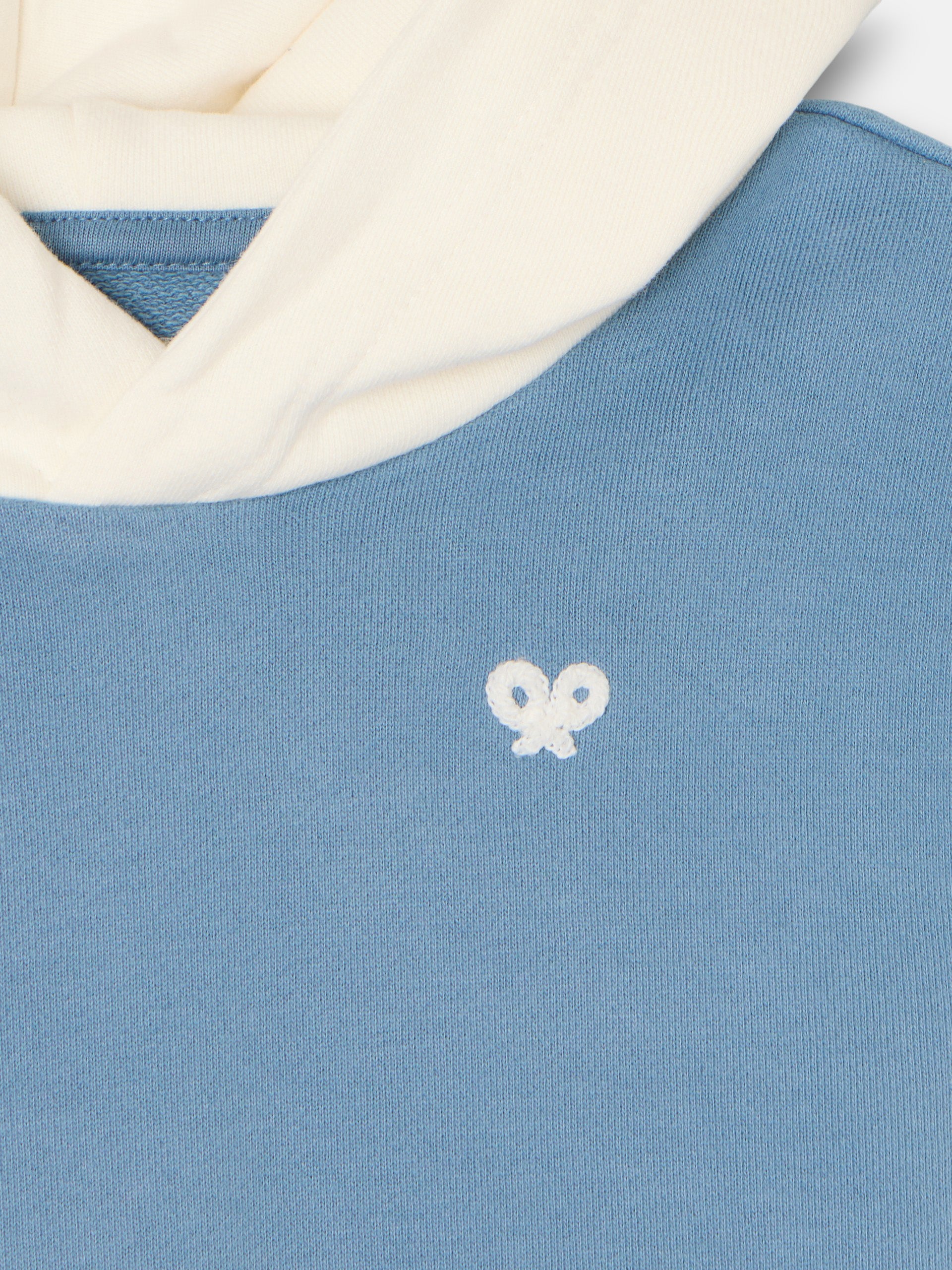 Sweatshirt kids com capuz raquete étnica azul
