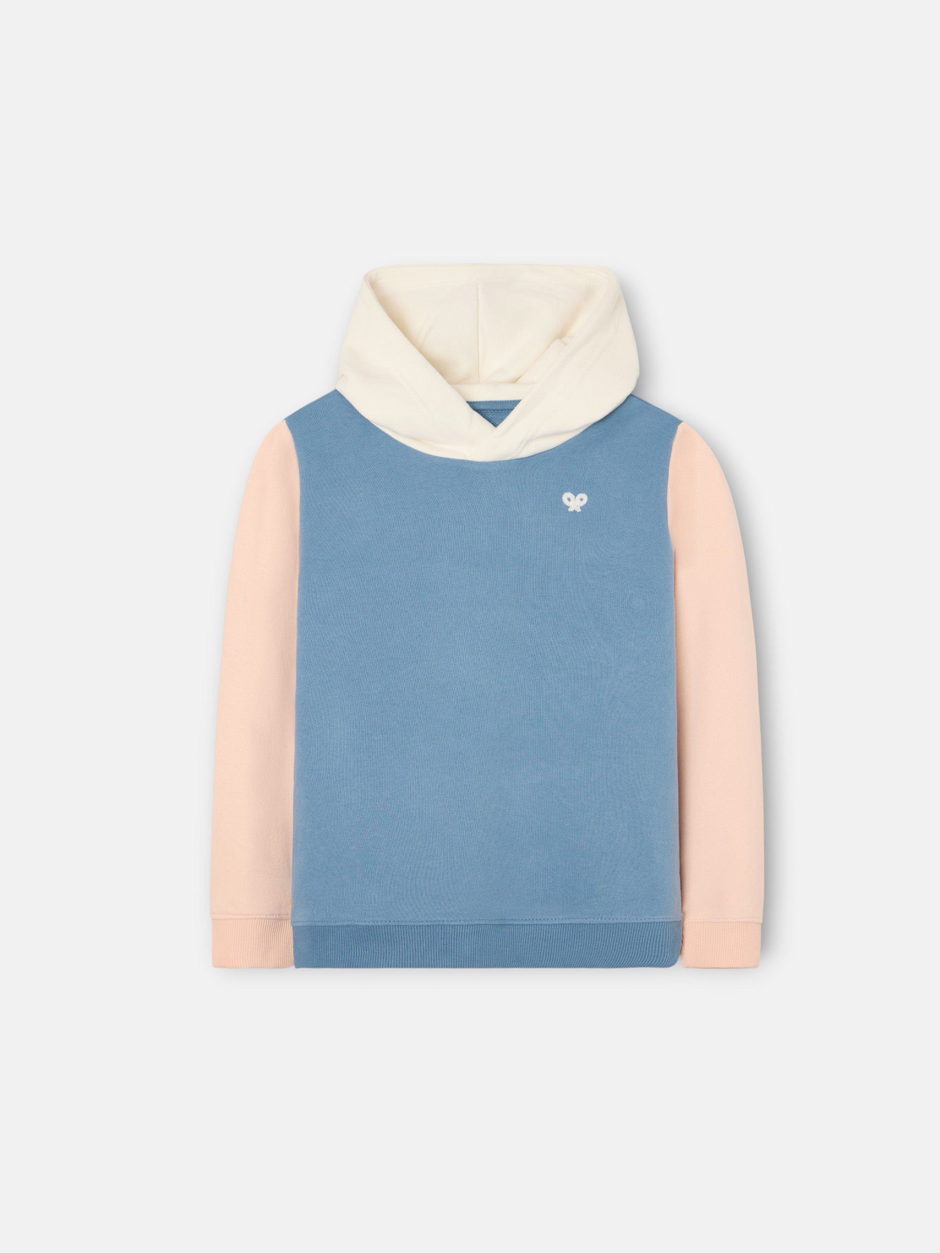 Sweatshirt kids com capuz raquete étnica azul