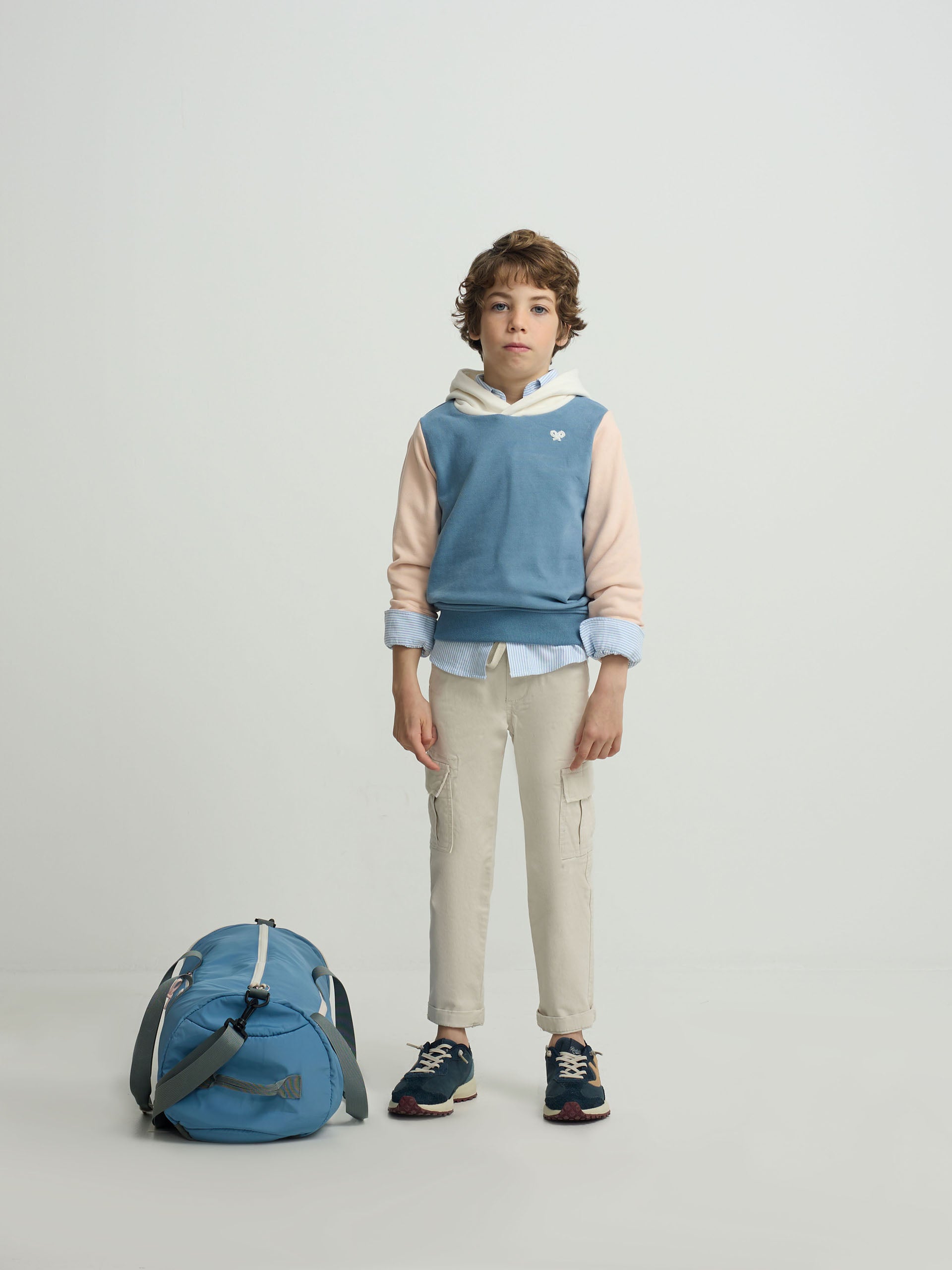 Sweatshirt kids com capuz raquete étnica azul