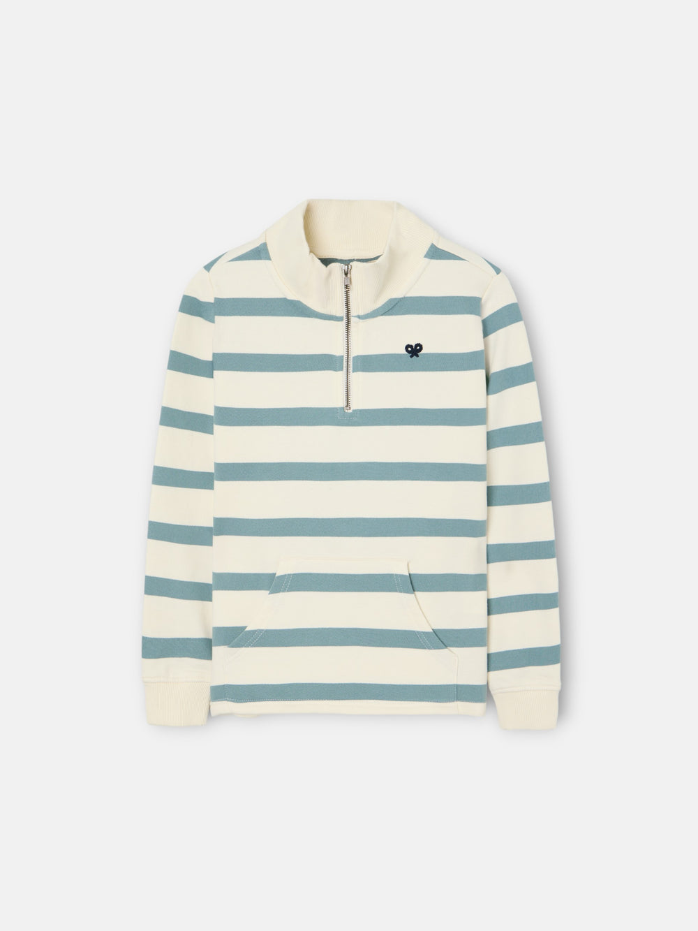 Kids sweatshirt with half zipper and green stripes