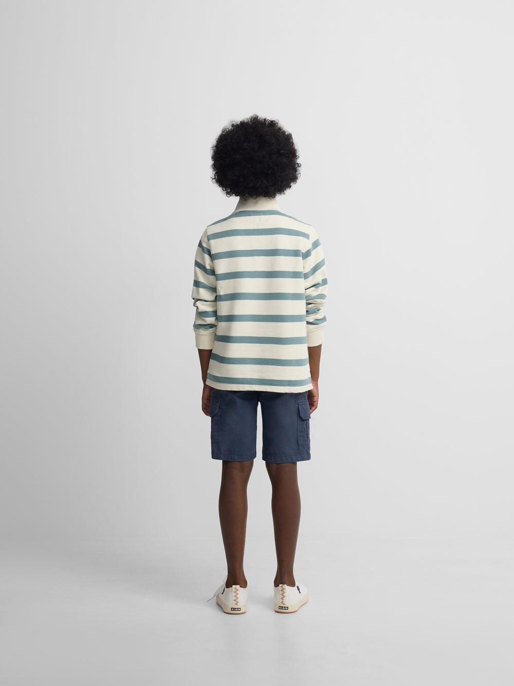 Kids sweatshirt with half zipper and green stripes