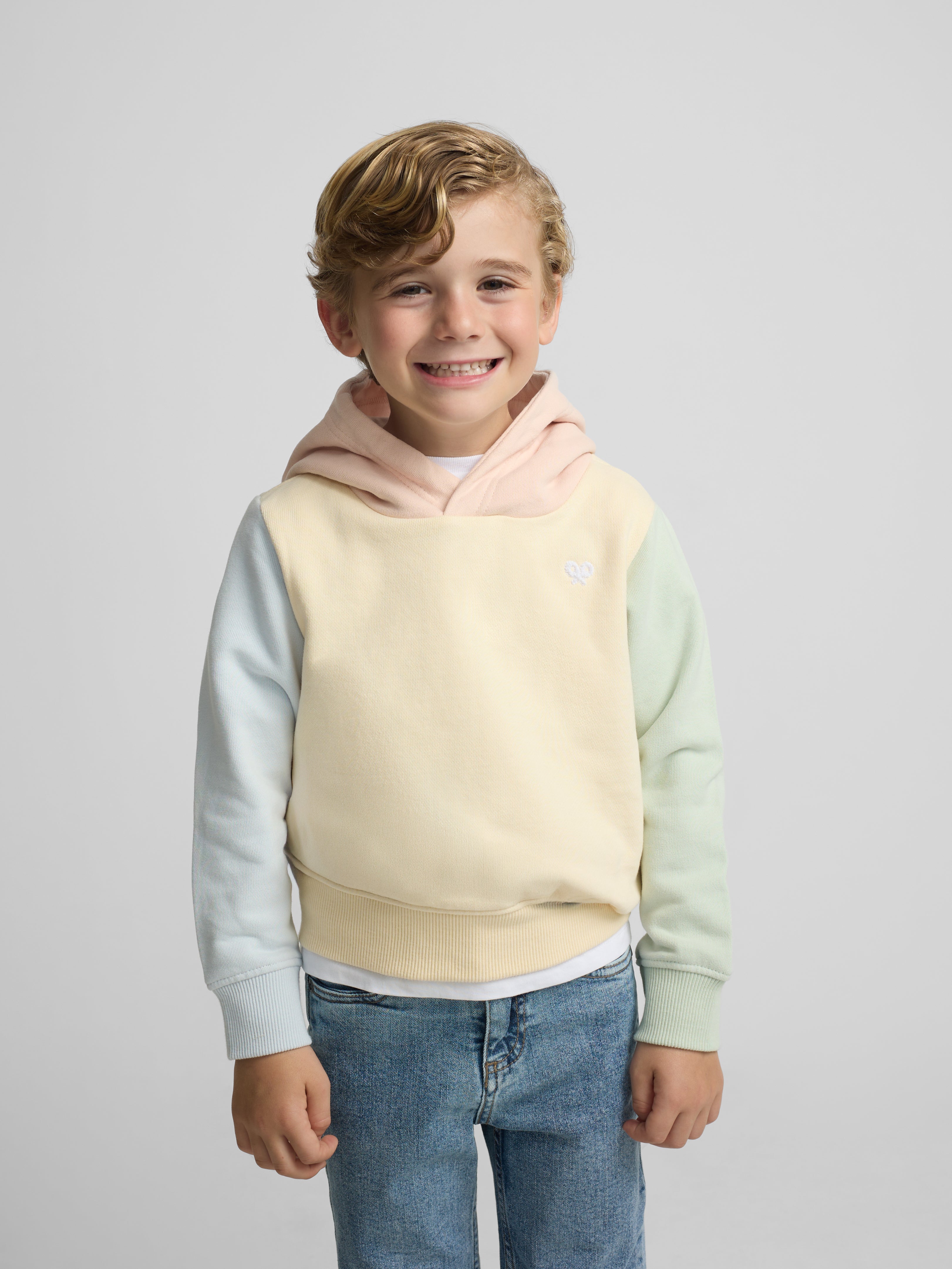 Sweatshirt kids com capuz multicolor amarelo
