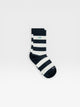 Kids socks with wide white and blue stripes