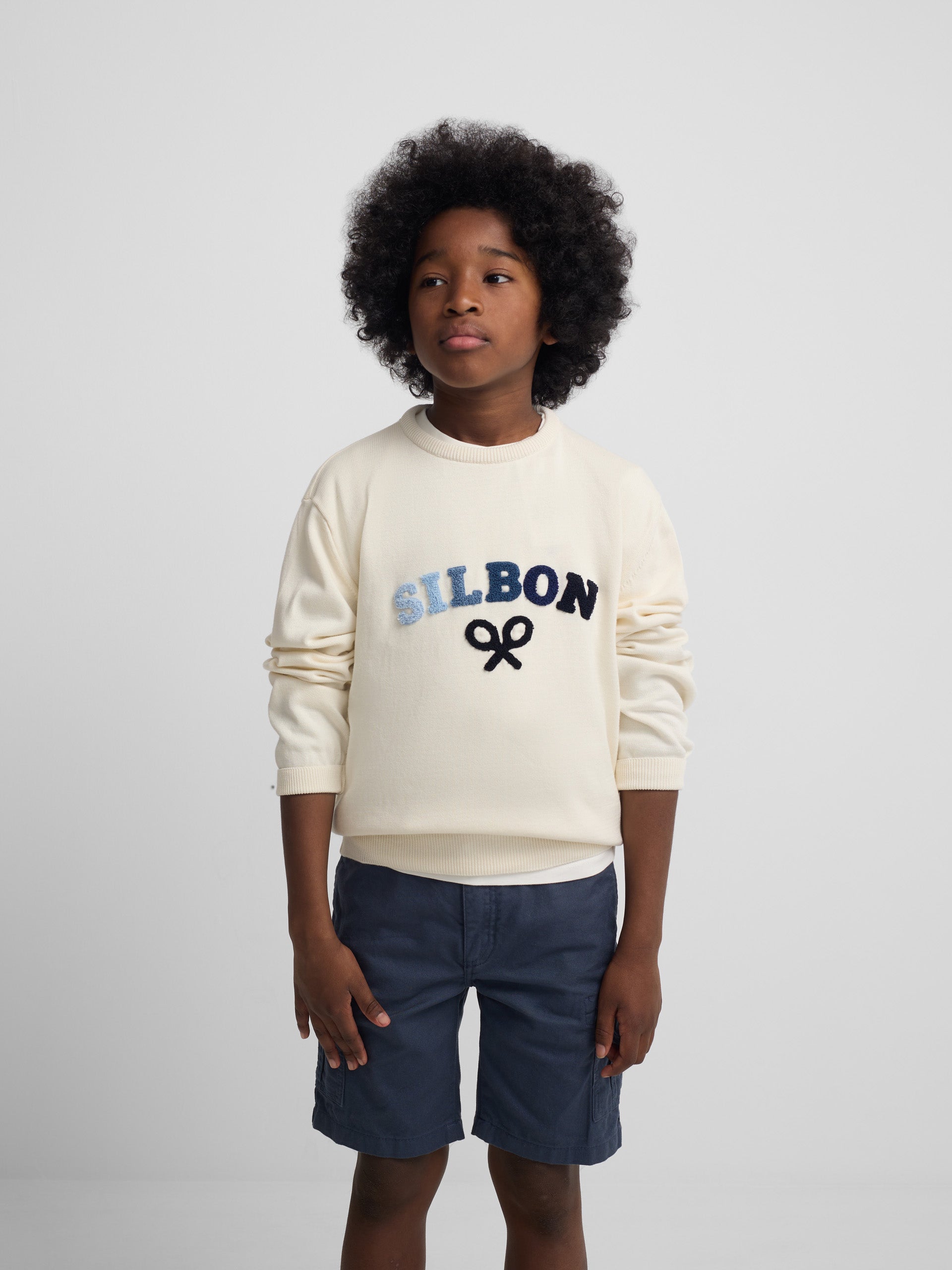 Jersey kids letras colores crema