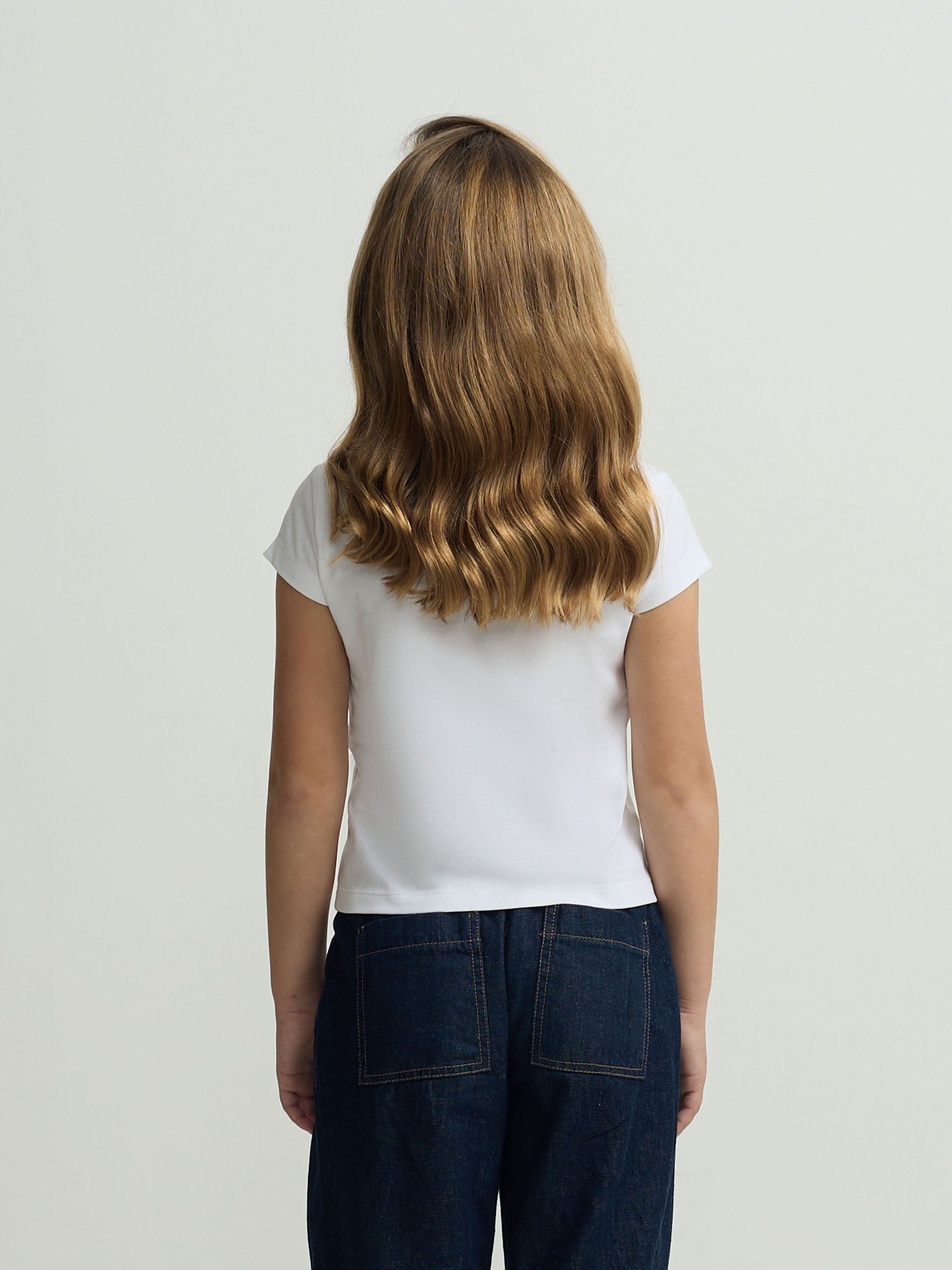 T-shirt fille raquettes smile blanche