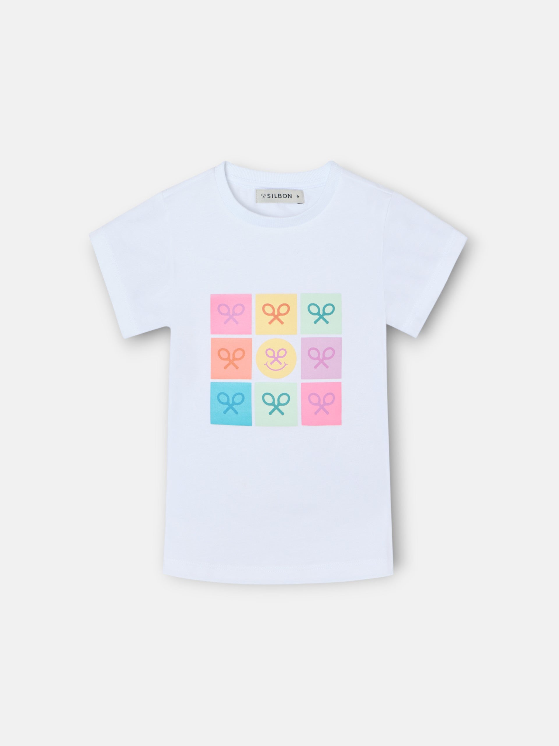 T-shirt fille raquettes smile blanche
