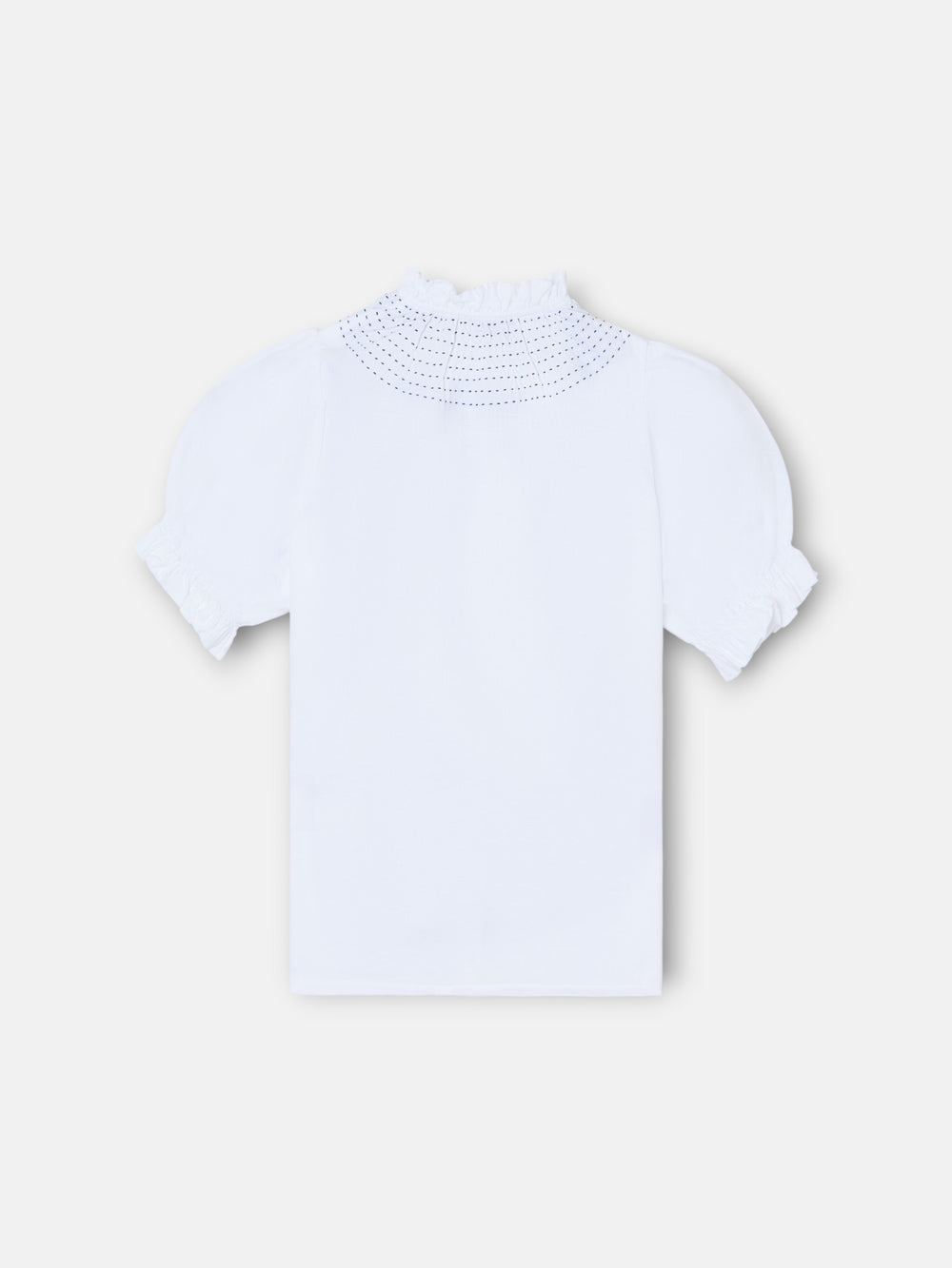 Camisa girl fruncidos lino blanca