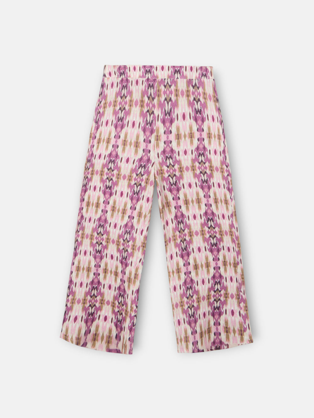 Pantalon girl lino estampado ikat rosas
