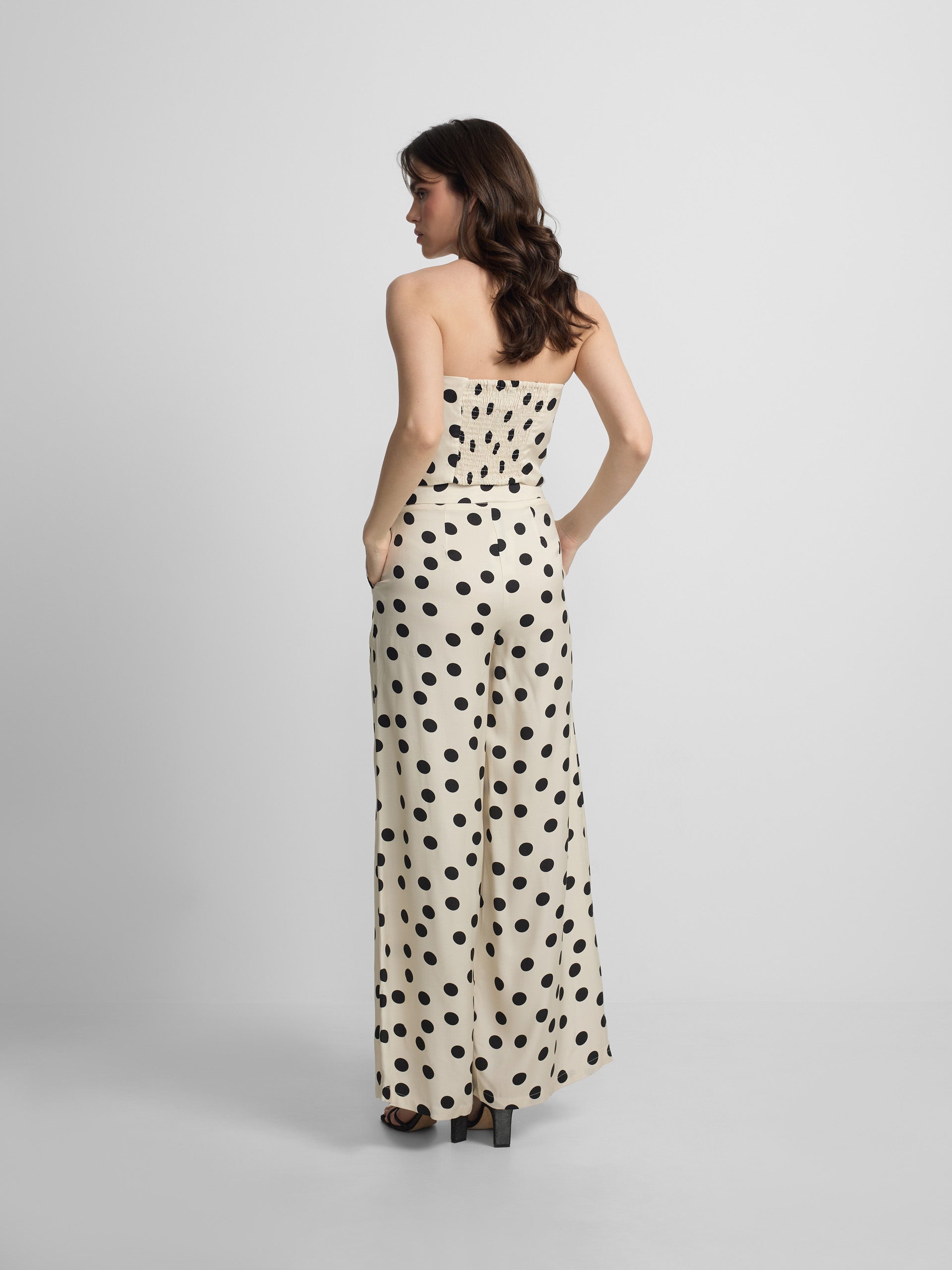 Pantalon vestir palazzo lunares negro