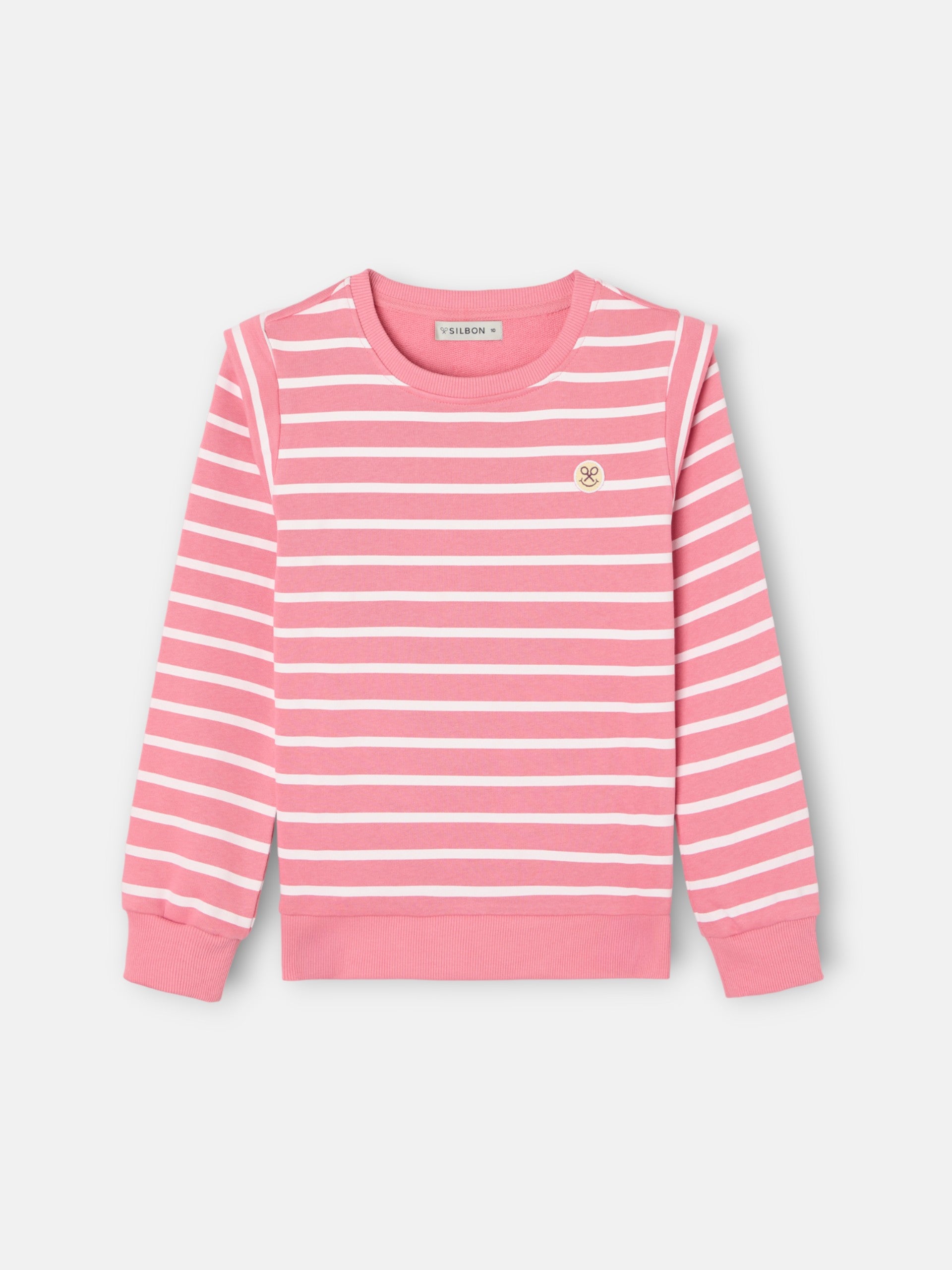 Sweatshirt girl ombreiras riscas rosas