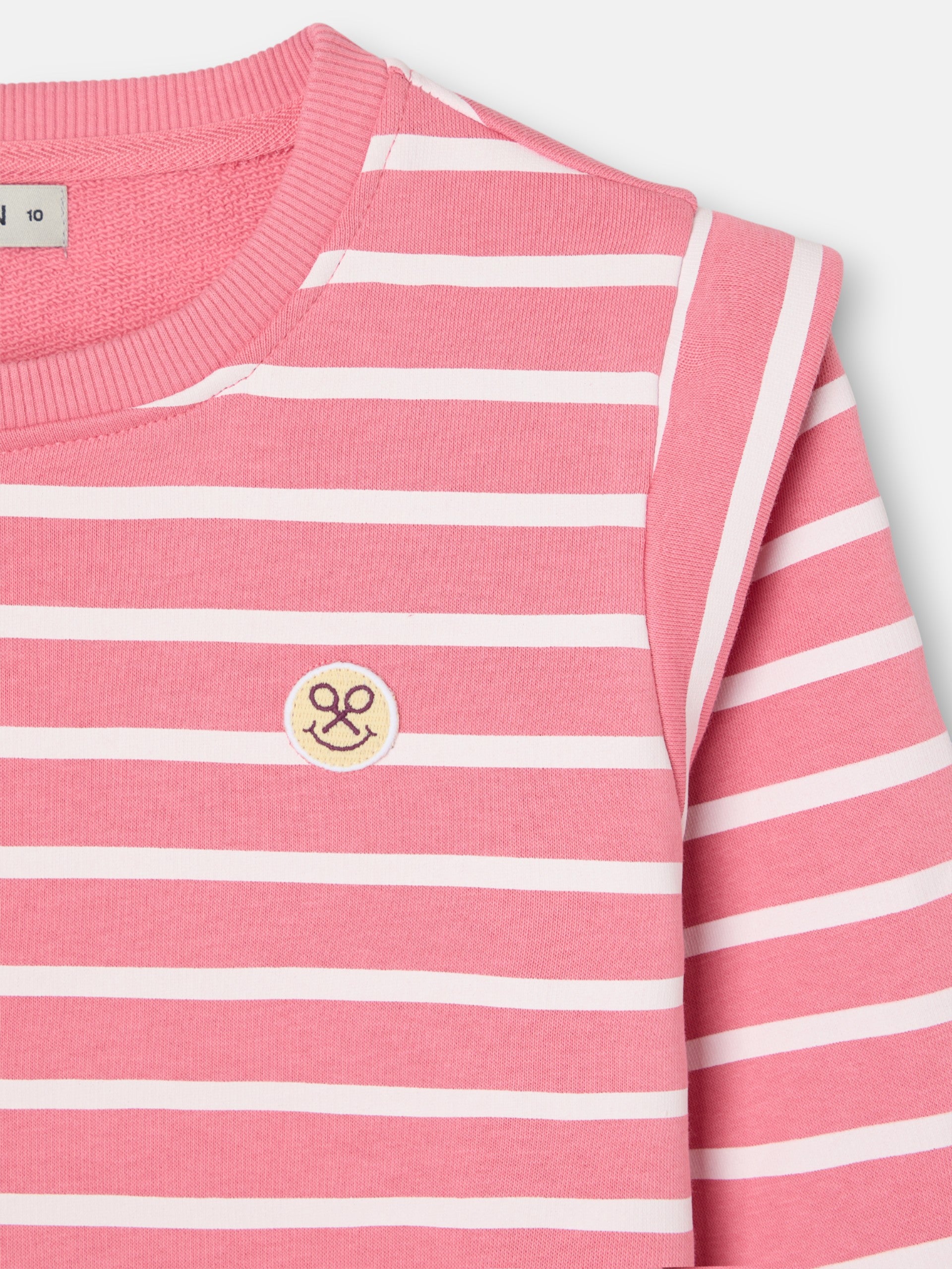 Sweatshirt girl ombreiras riscas rosas