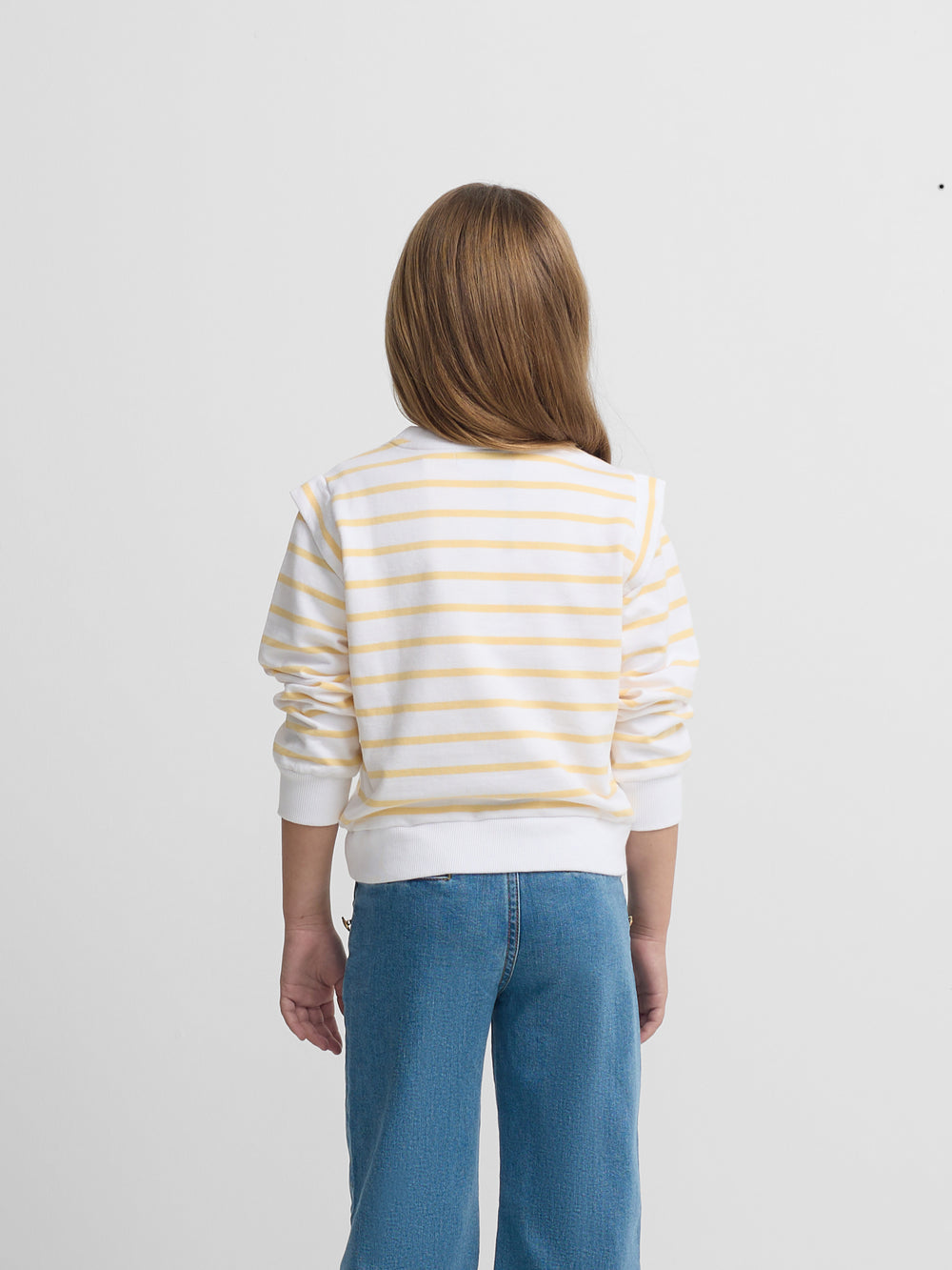 Sudadera girl hombreras amarillo y crudo