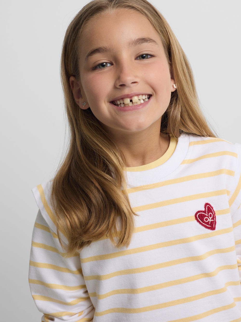 Sudadera girl hombreras amarillo y crudo