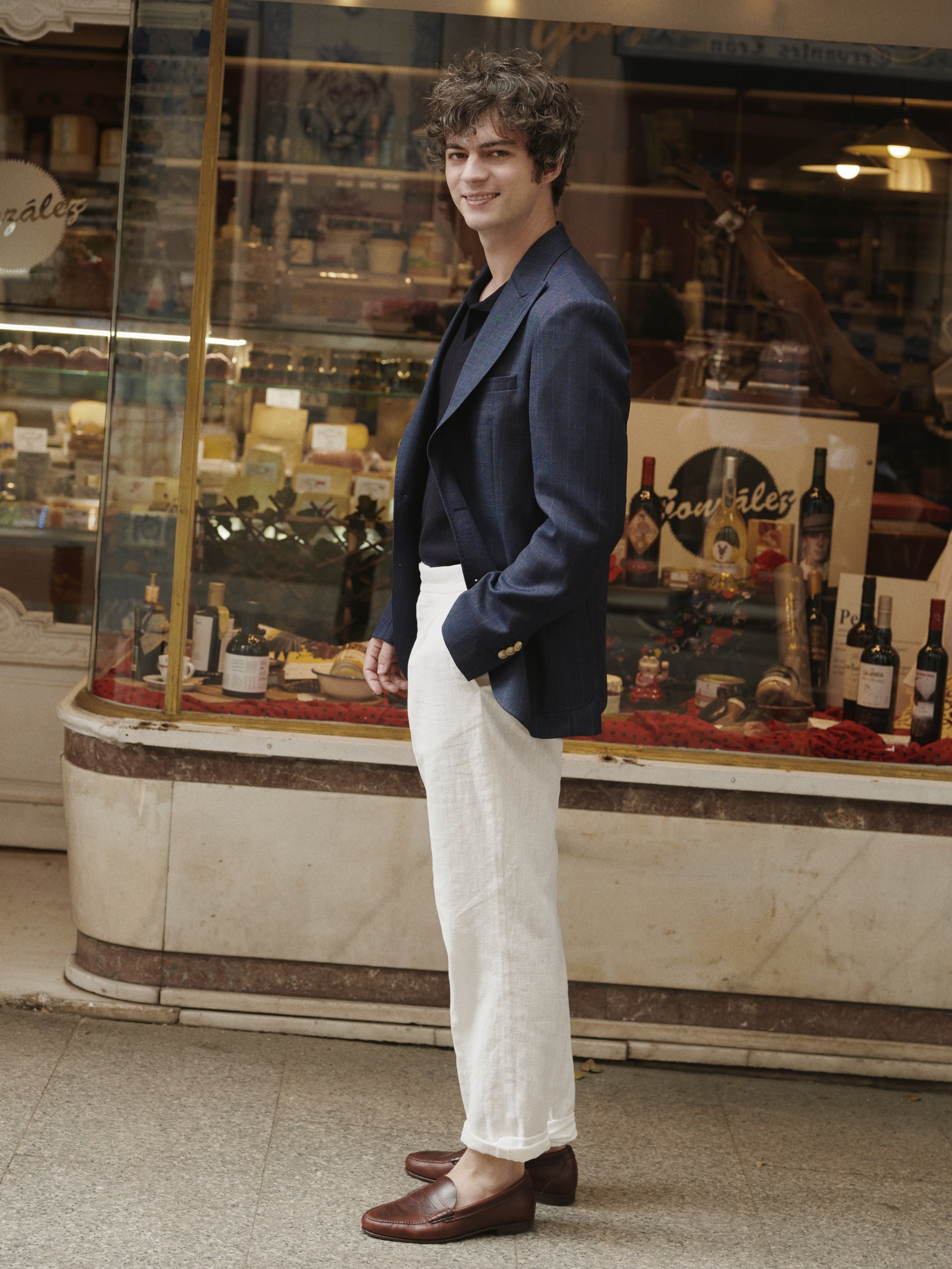 Pantalon unique pinzas beige
