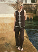 Straight brown linen trousers
