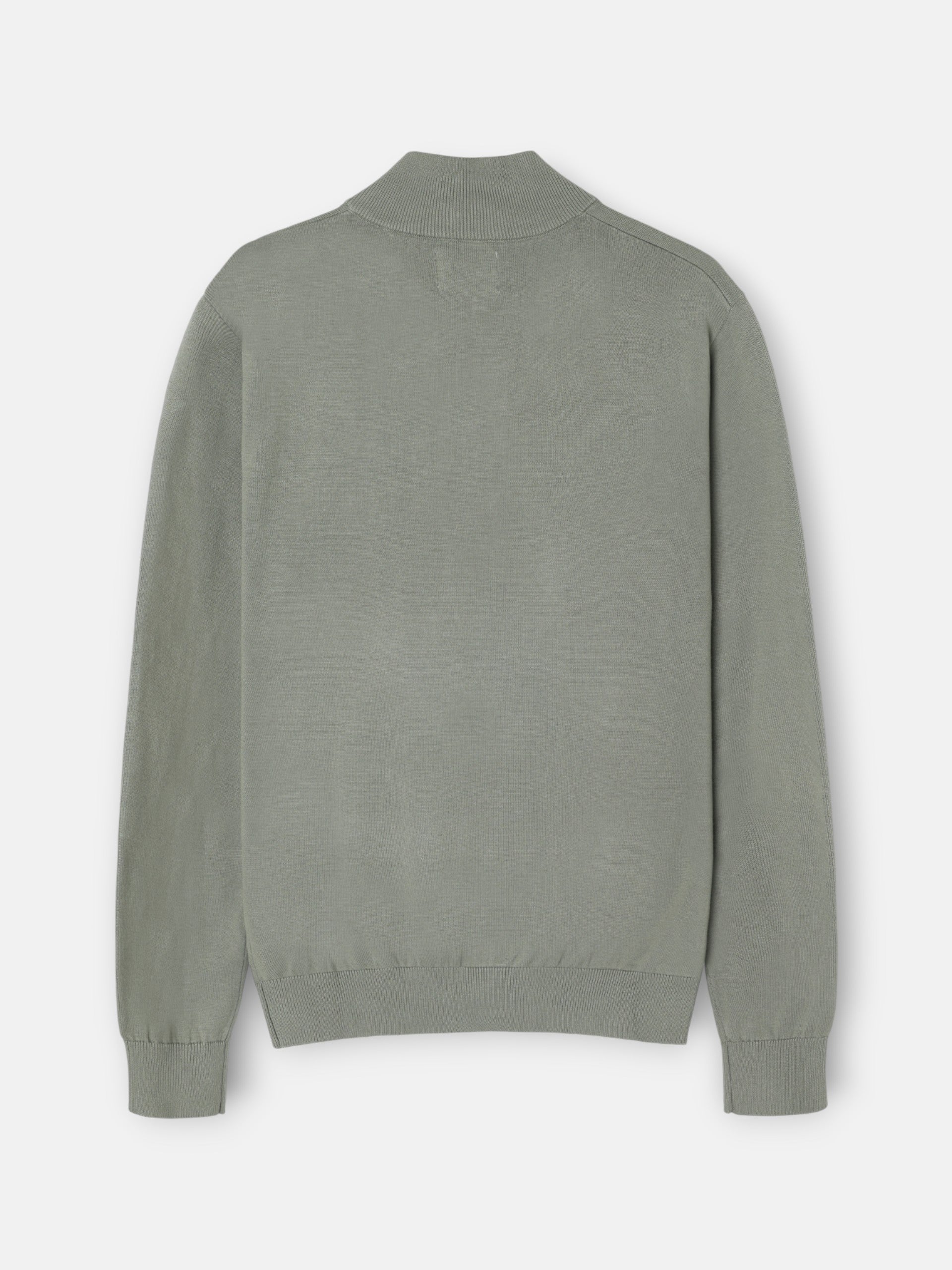 Jersey liso media cremallera verde gris
