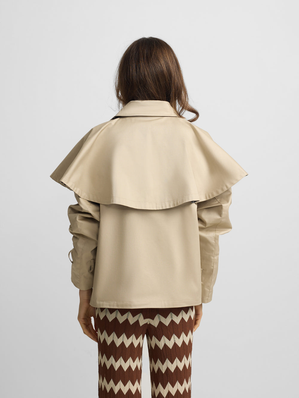 Short brown cape parka