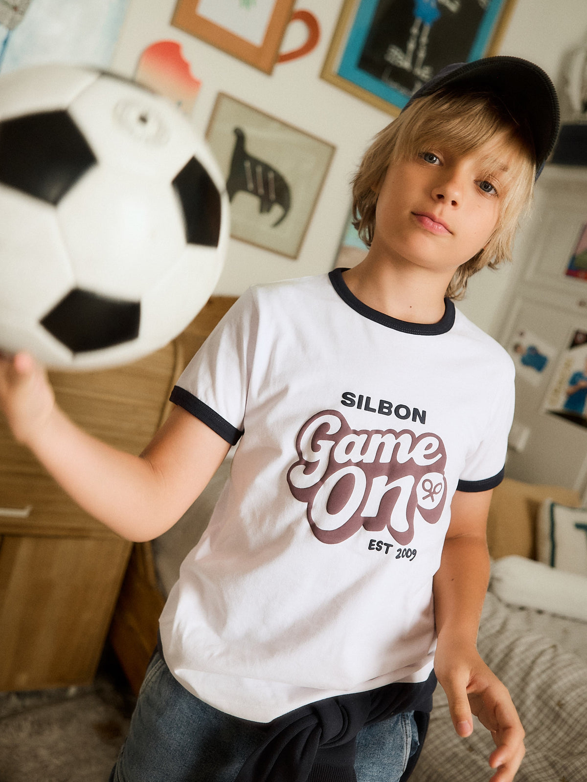 Kids white "Game On" t-shirt