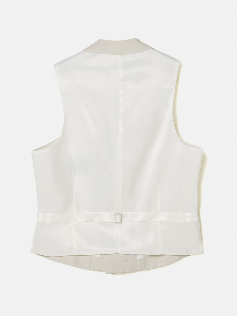 Pearl grey round neck jacket vest