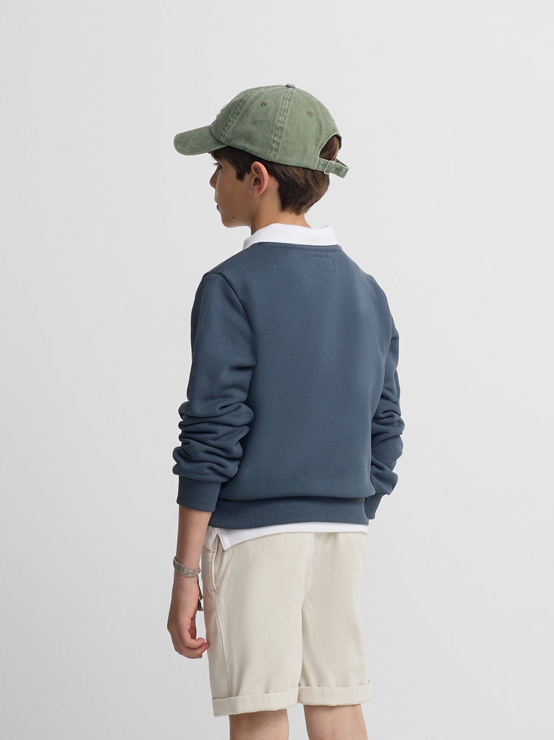 Kids navy blue half racket sweatshirt