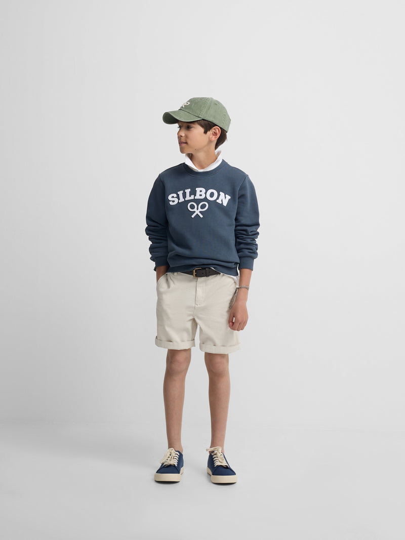 Kids navy blue half racket sweatshirt