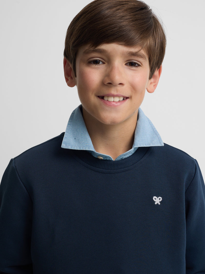 Kids navy blue mini-logo terry sweatshirt