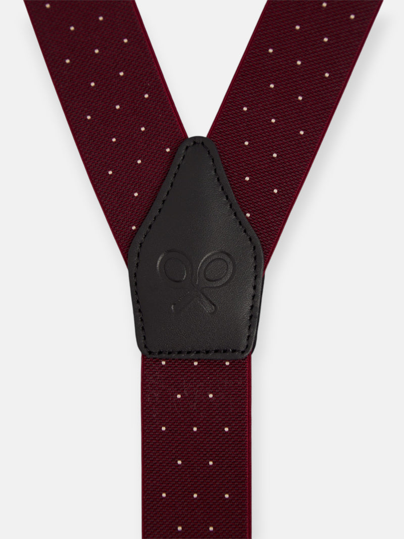 Silbon burgundy polka dot suspenders